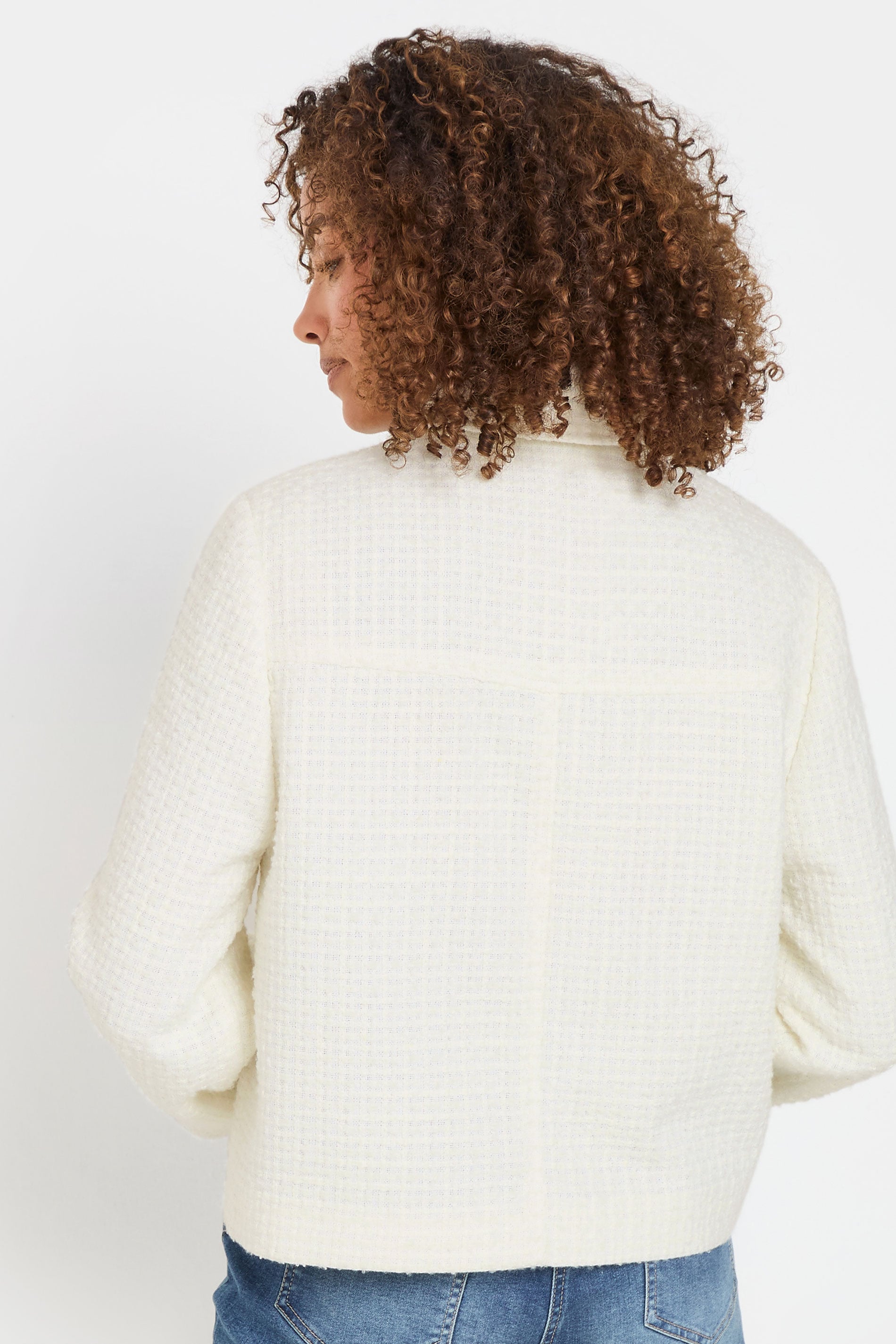 M&Co Ivory White Boucle Zip Through Jacket | M&Co 4