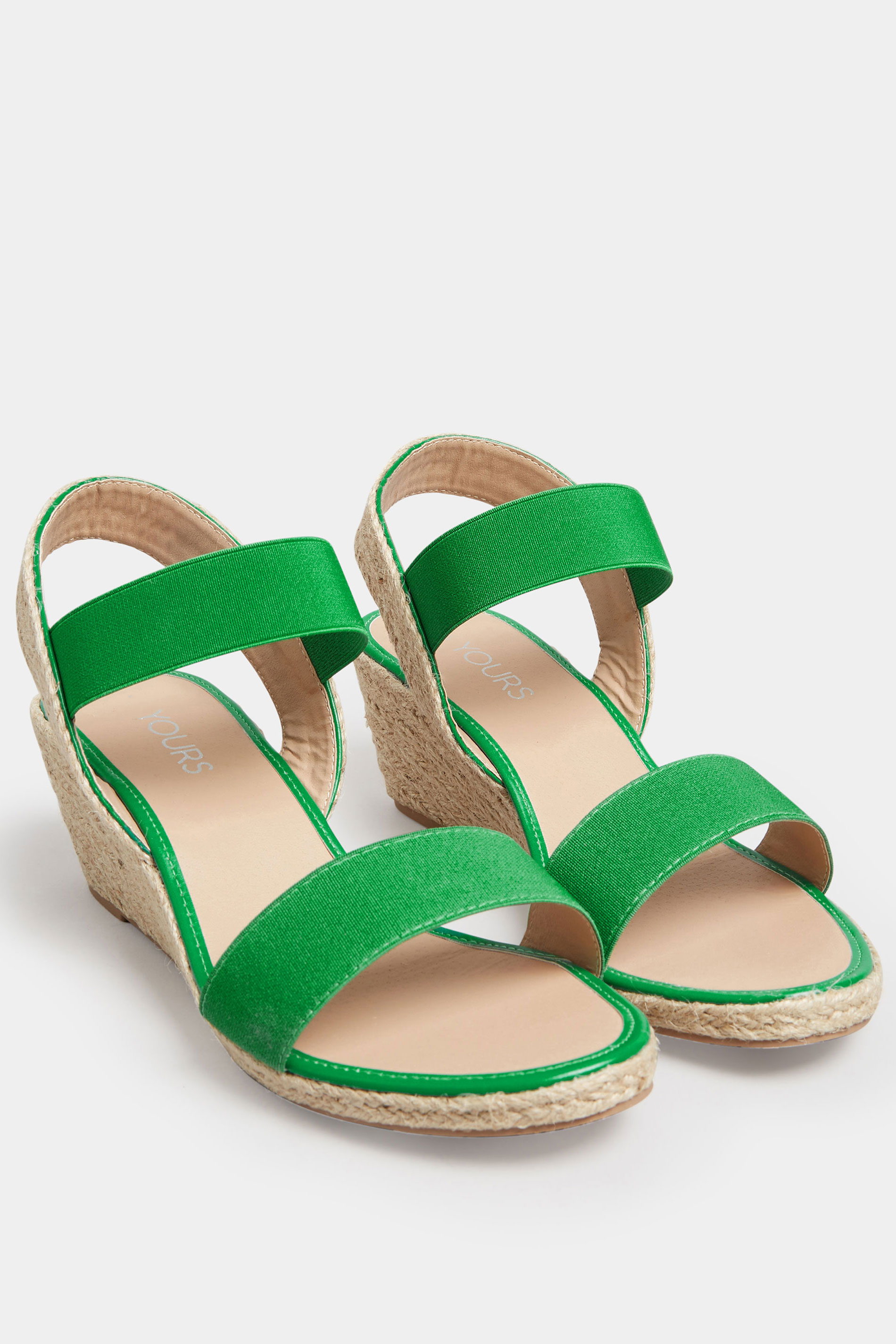 Green Espadrille Wedges In Wide E Fit & Extra Wide EEE Fit | Yours Clothing  2