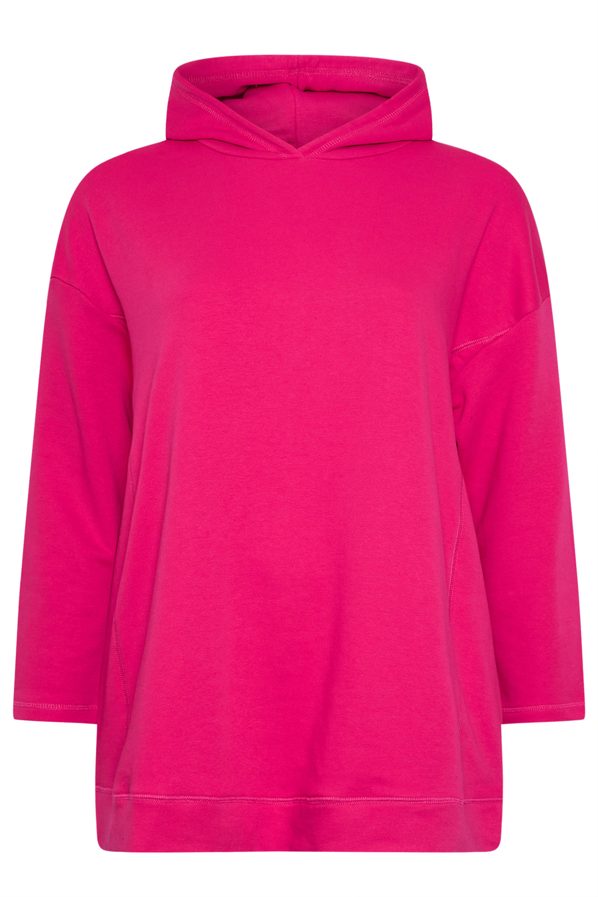 YOURS Plus Size Hot Pink Seam Detail Hoodie | Yours Clothing 5