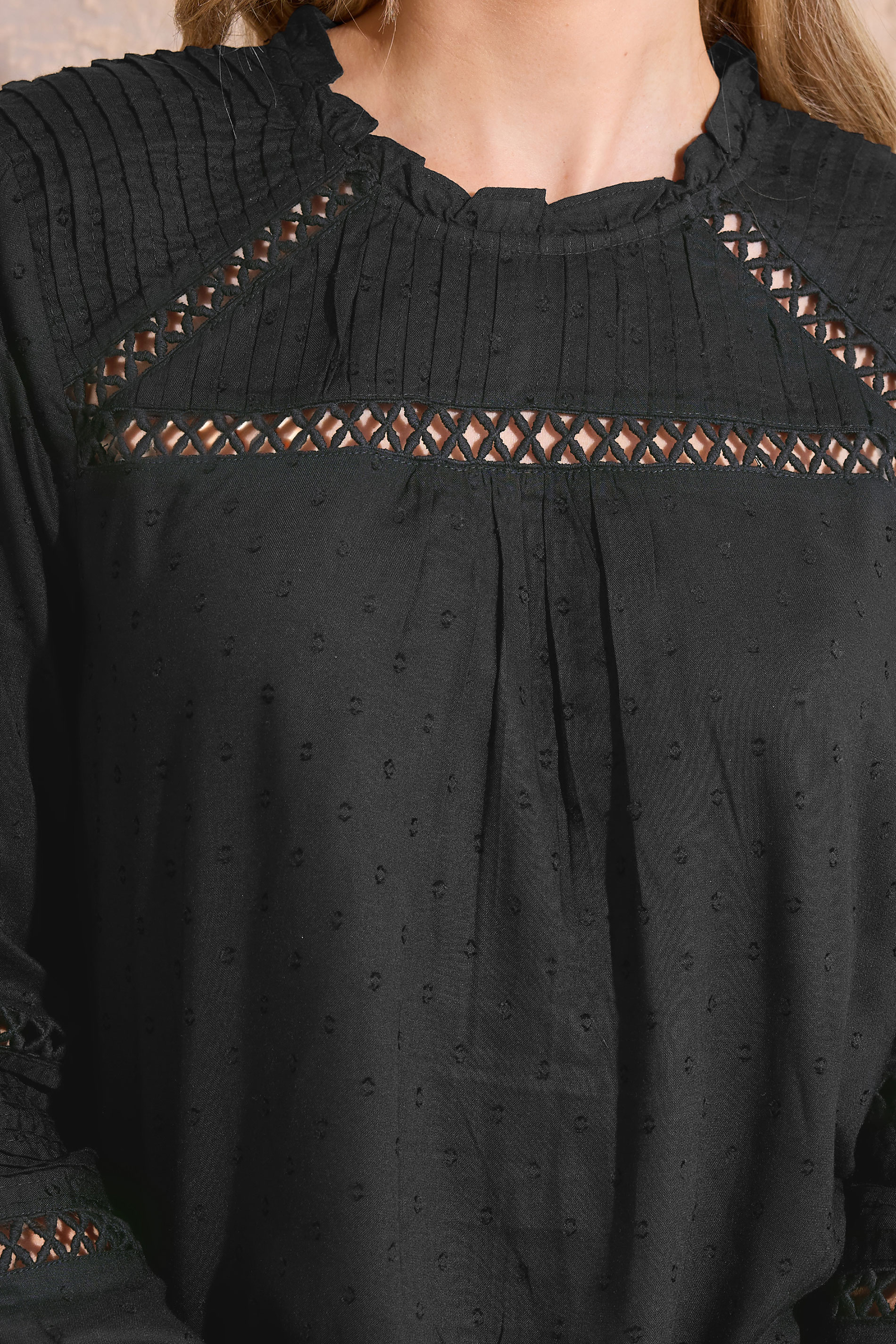 LTS Tall Black Ladder Trim Shirt | Long Tall Sally 4