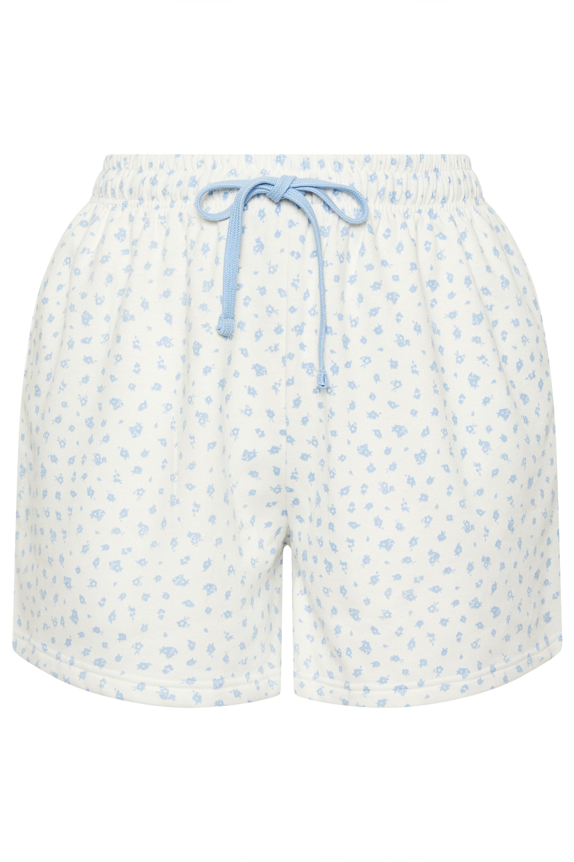 LIMITED COLLECTION Plus Size White Ditsy Floral Jogger Shorts | Yours Clothing 5