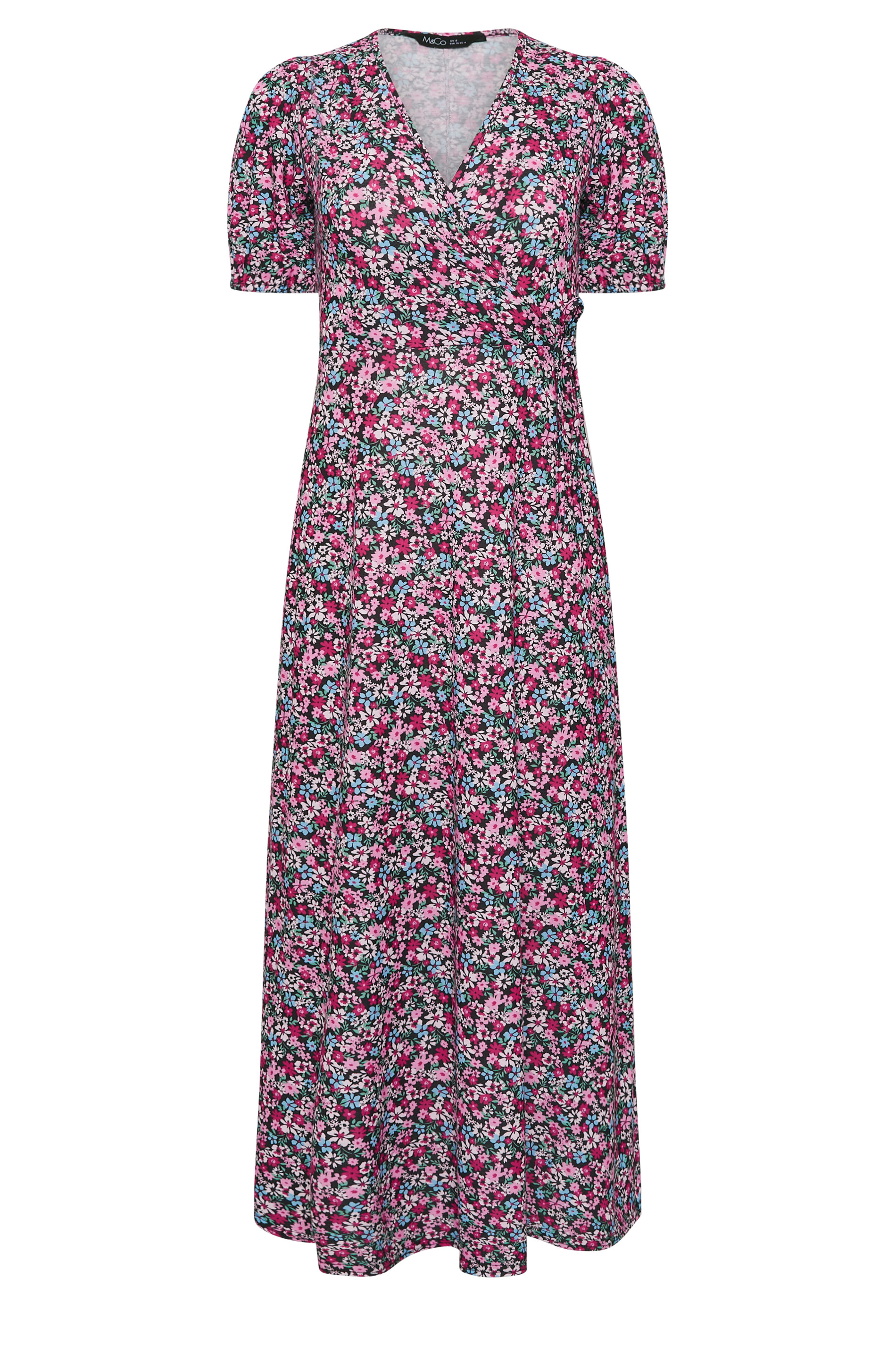 M&Co Petite Pink Ditsy Floral Print Maxi Wrap Dress | M&Co 5