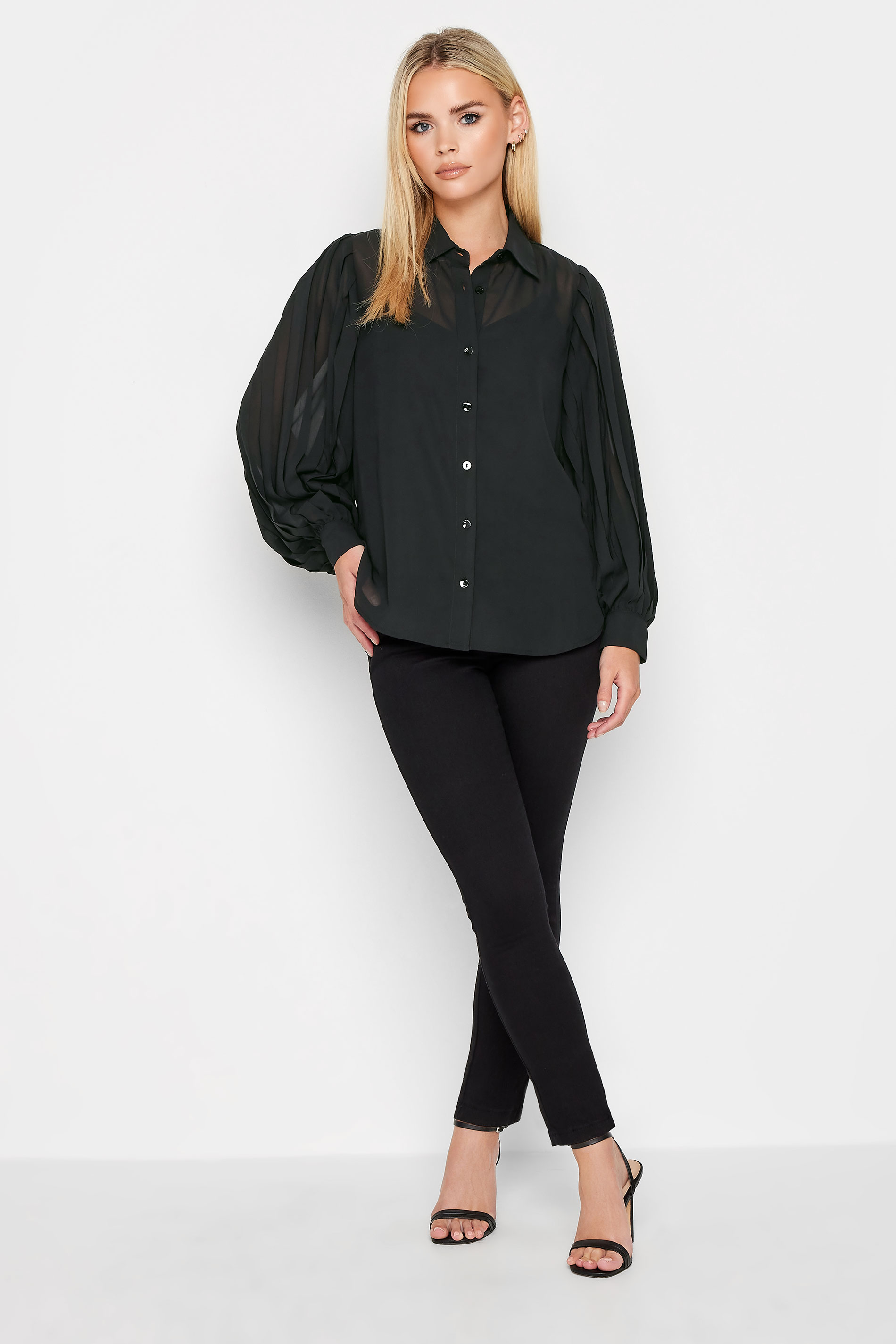 PixieGirl Black Pleat Sleeve Shirt | PixieGirl 1