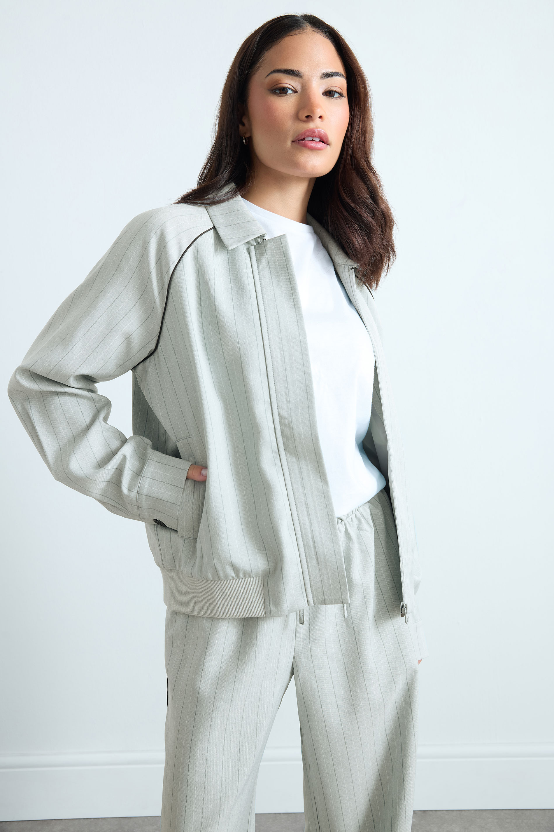 PixieGirl Petite Women's Blue Stripe Tailored Jacket | PixieGirl  3