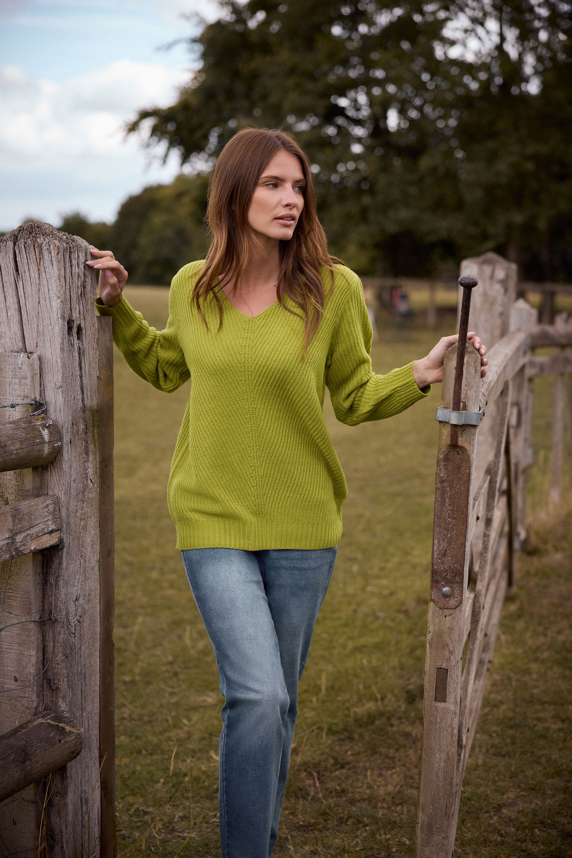 M&Co Fern Green V-Neck Long Sleeve Knitted Jumper | M&Co 3