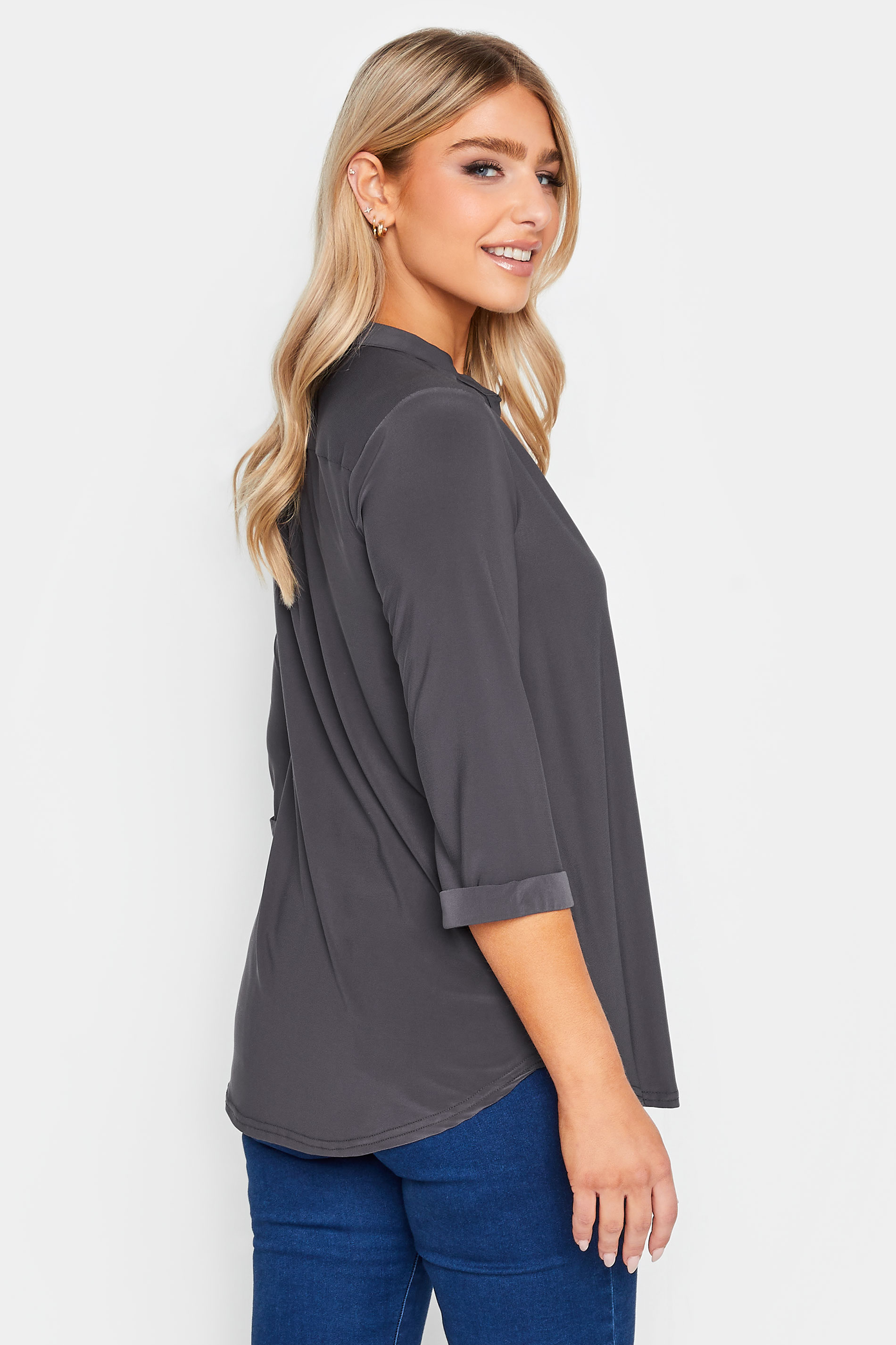 M&Co Grey Half Placket Jersey Shirt | M&Co 3