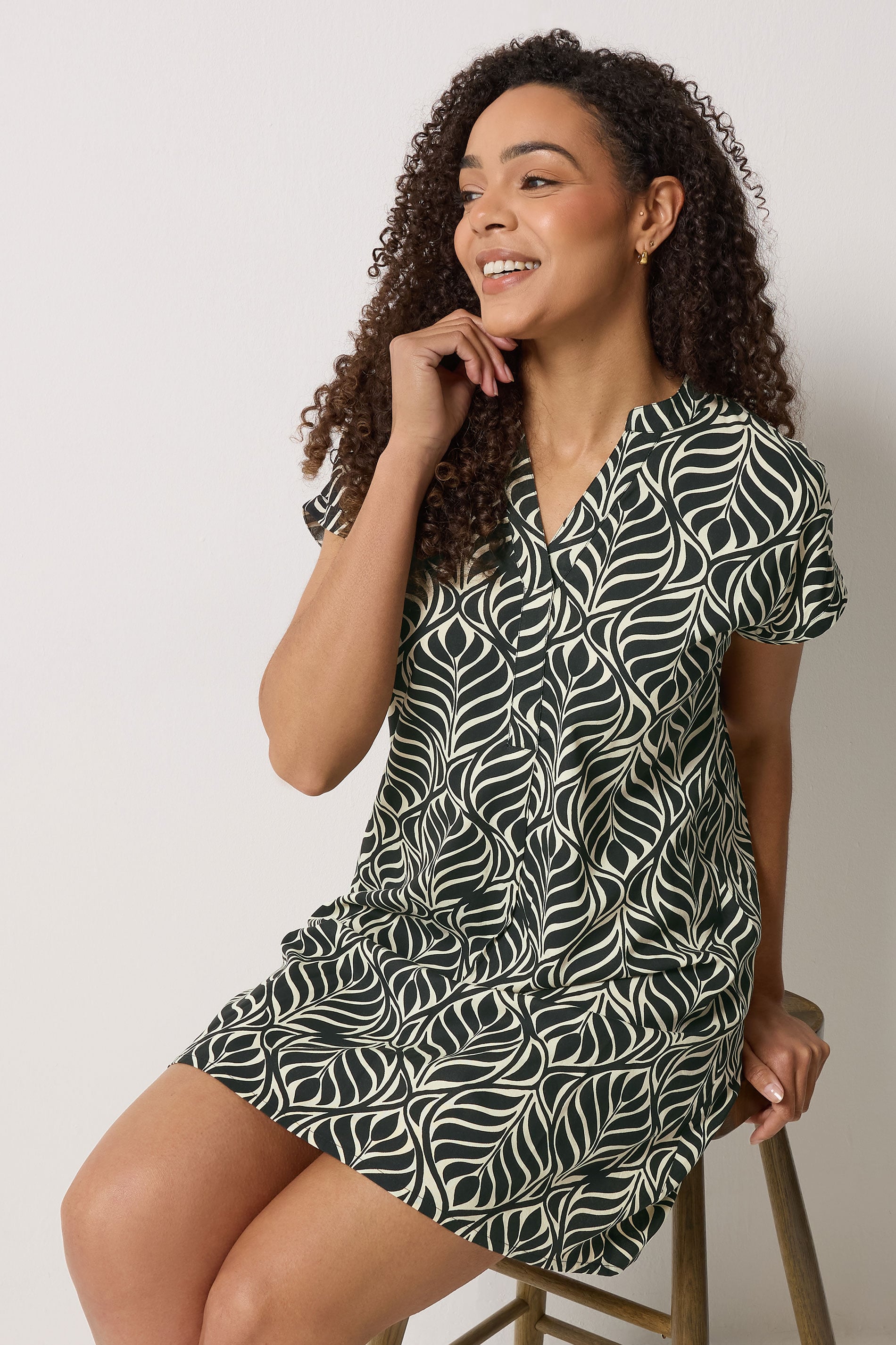 M&Co Women's Black Leaf Print Mini Dress | M&Co 3