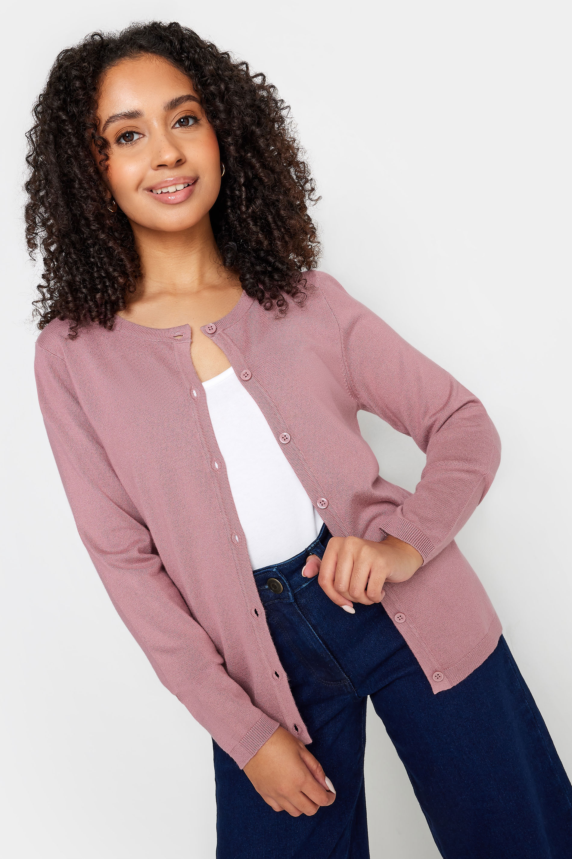 M&Co Petite Pink Button Up Cardigan | M&Co 1