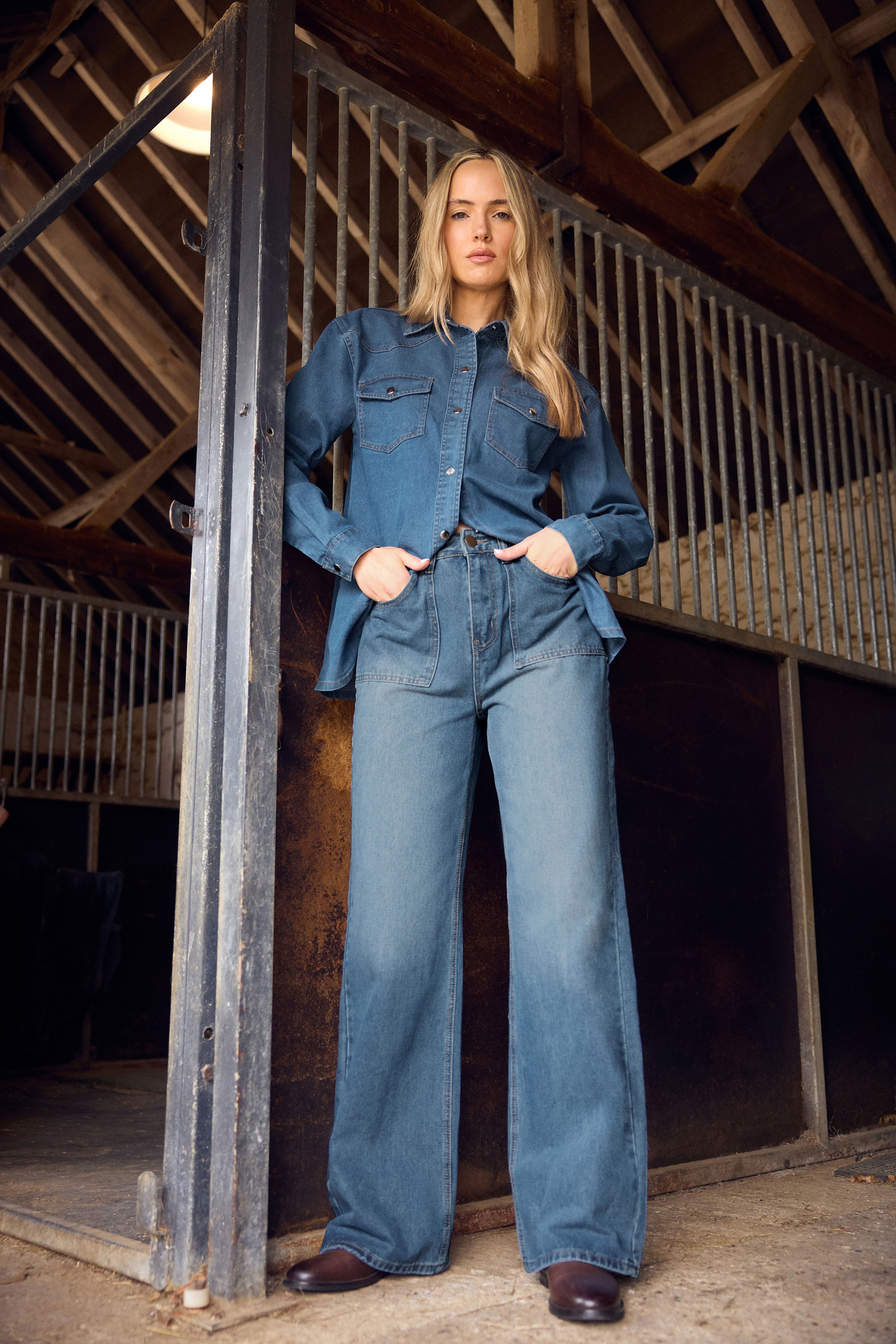 LTS Tall Womens Blue Wide Leg High Waisted Jeans | Long Tall Sally  3