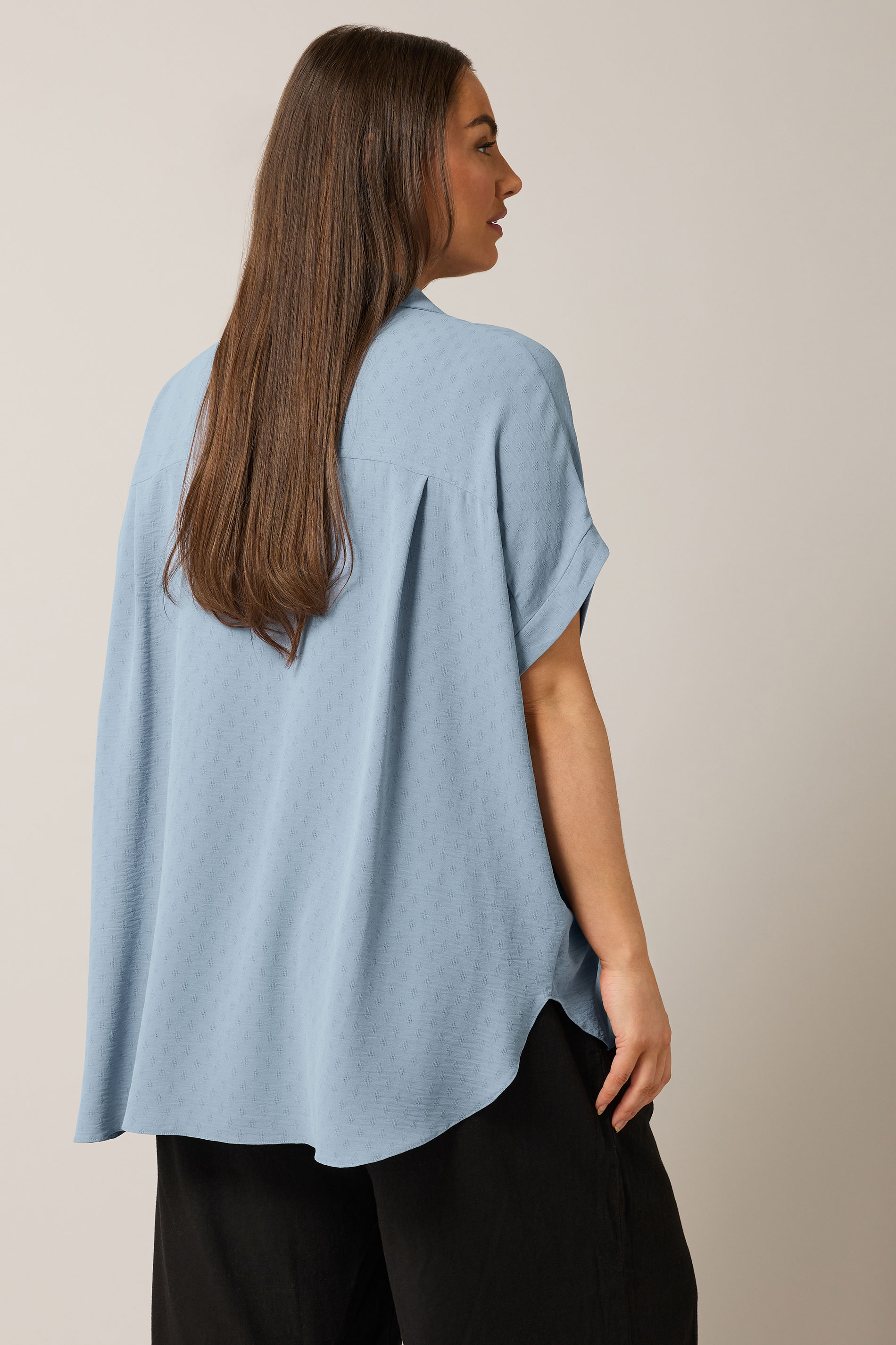 EVANS Plus Size Light Blue Grown-On Sleeve Blouse | Evans 2