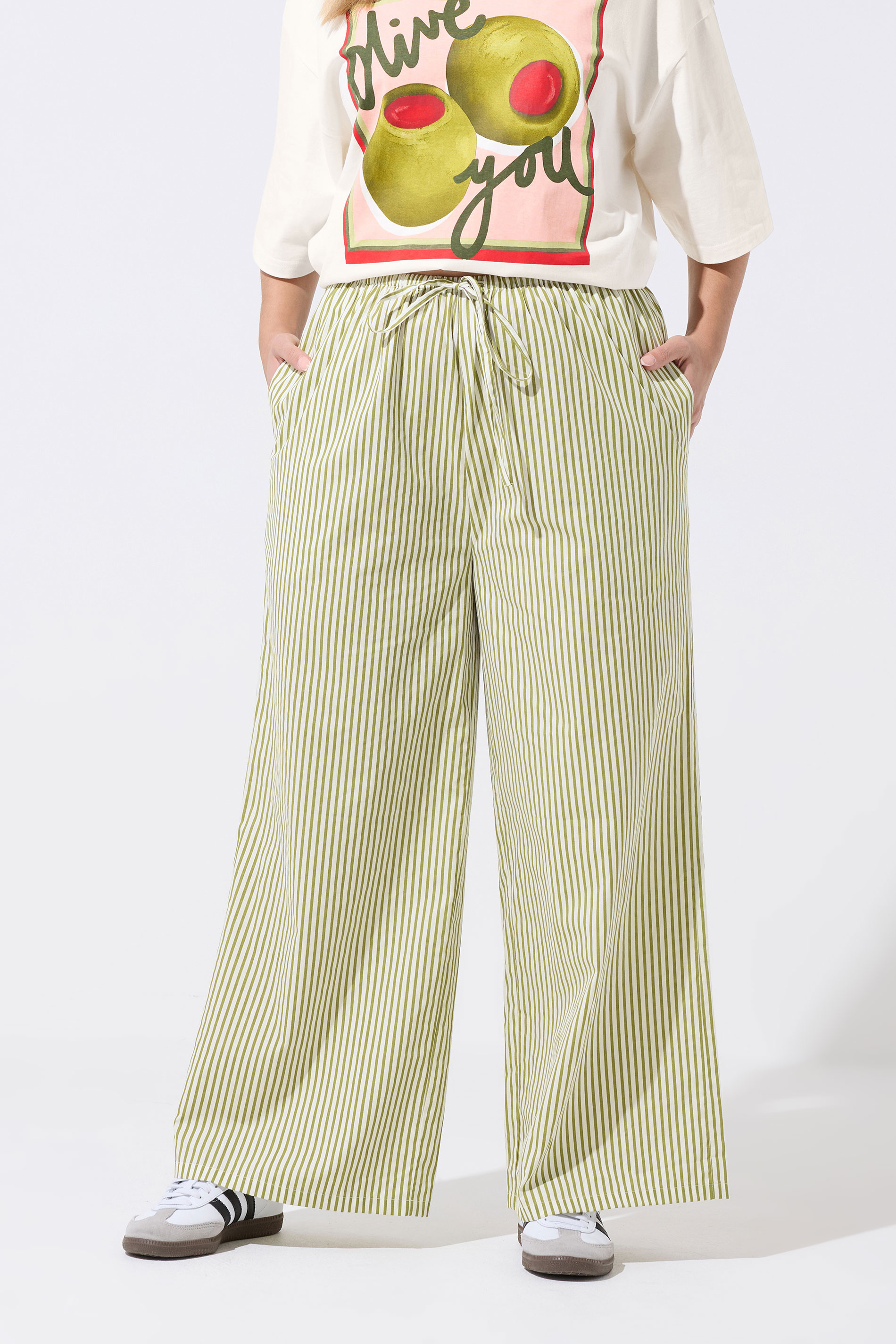 LIMITED COLLECTION Plus Size Green Stripe Trousers | Yours Clothing 3