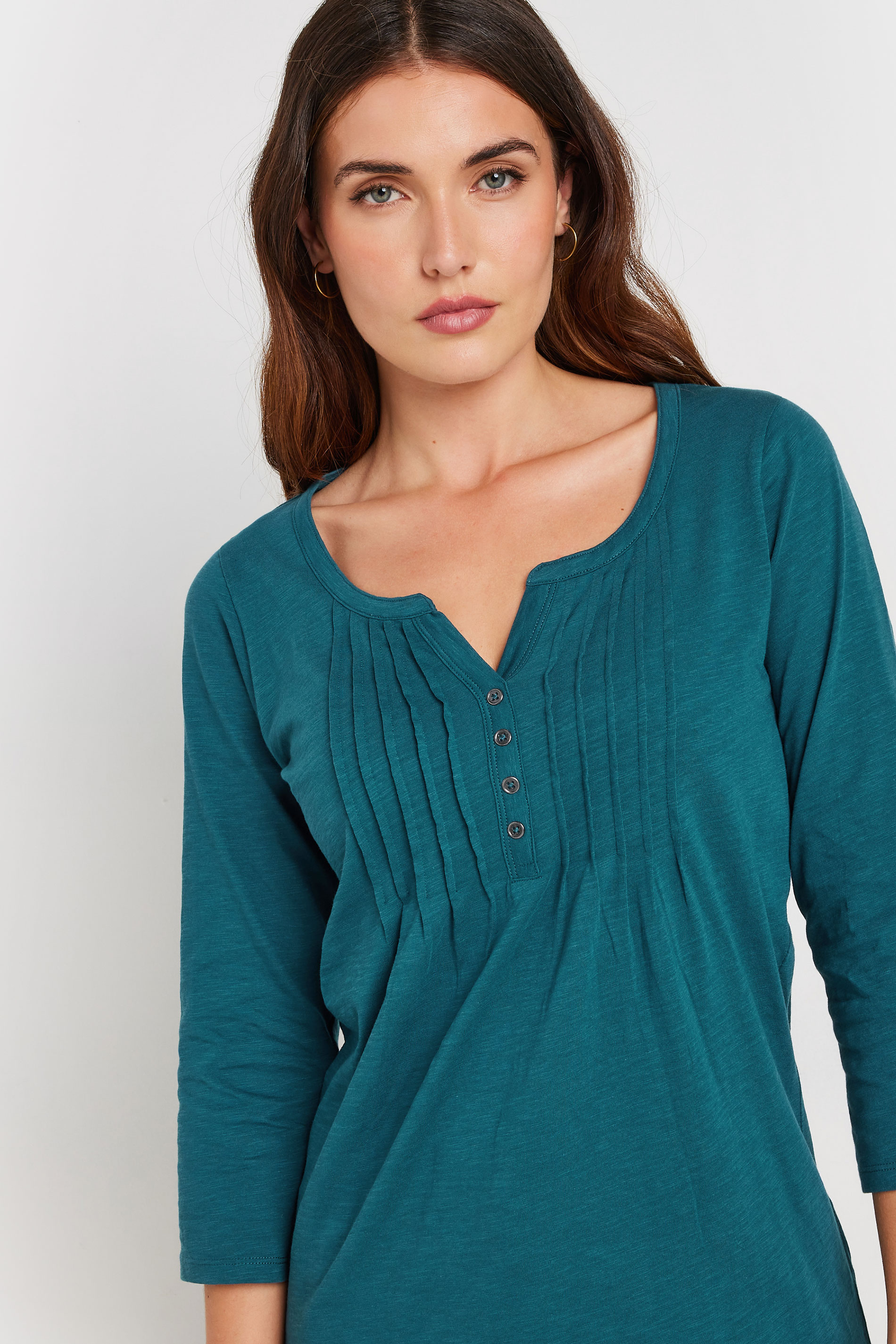 LTS Tall 2 PACK Charcoal Grey & Teal Blue Cotton Henley Tops | Long Tall Sally 6