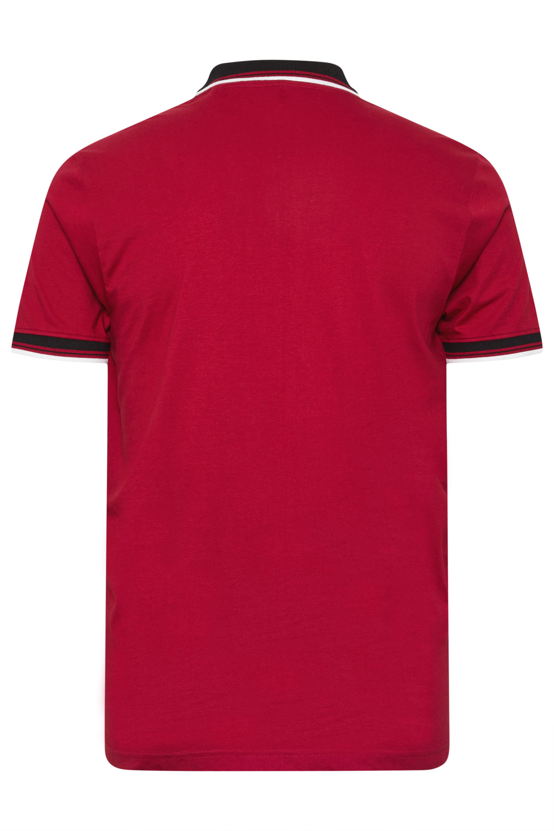 BadRhino Big & Tall Red Contrast Tipped Detail Polo Shirt | BadRhino 7