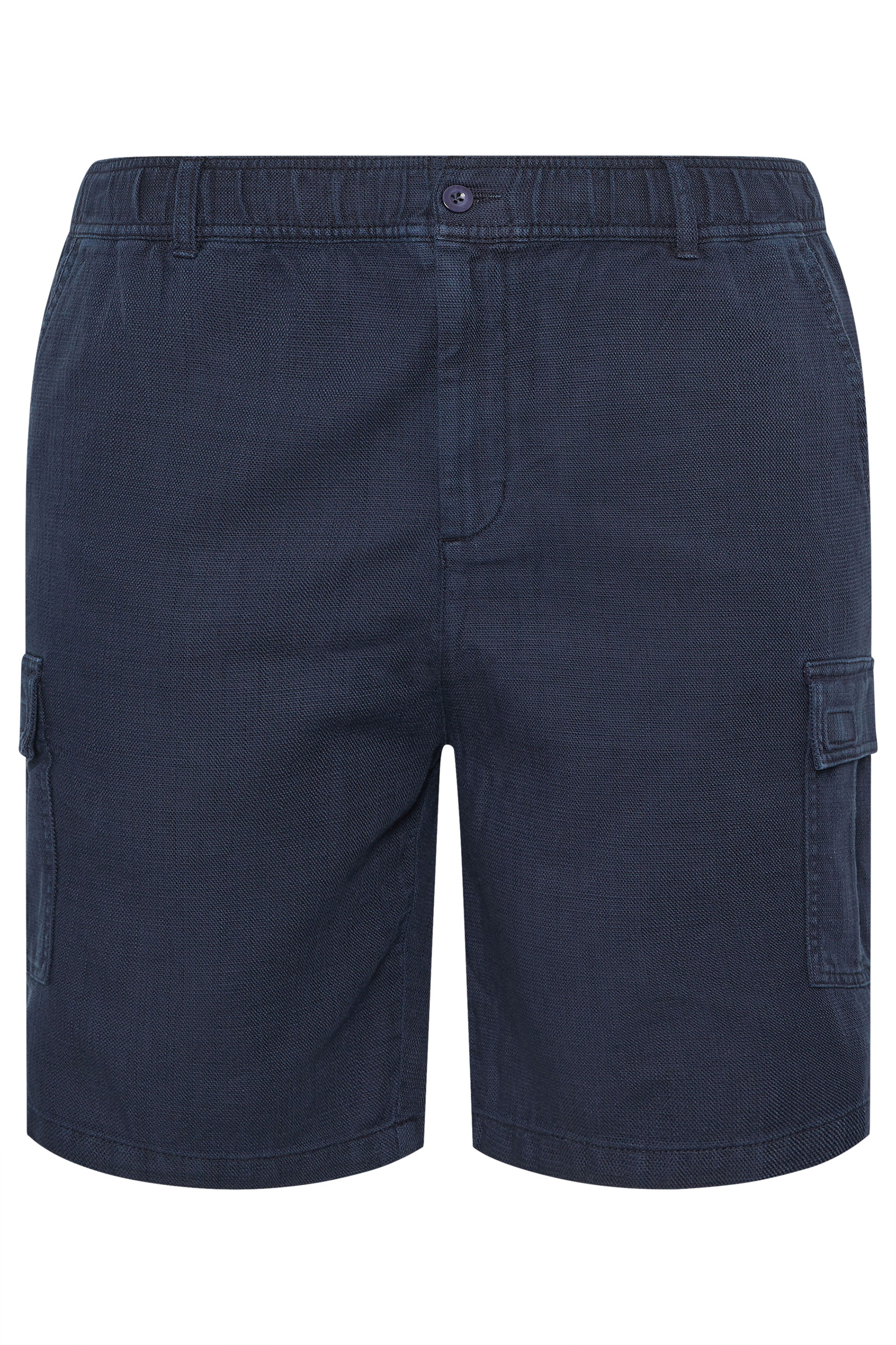 BadRhino Big & Tall Navy Blue Washed Slub Cotton Cargo Shorts | BadRhino 6