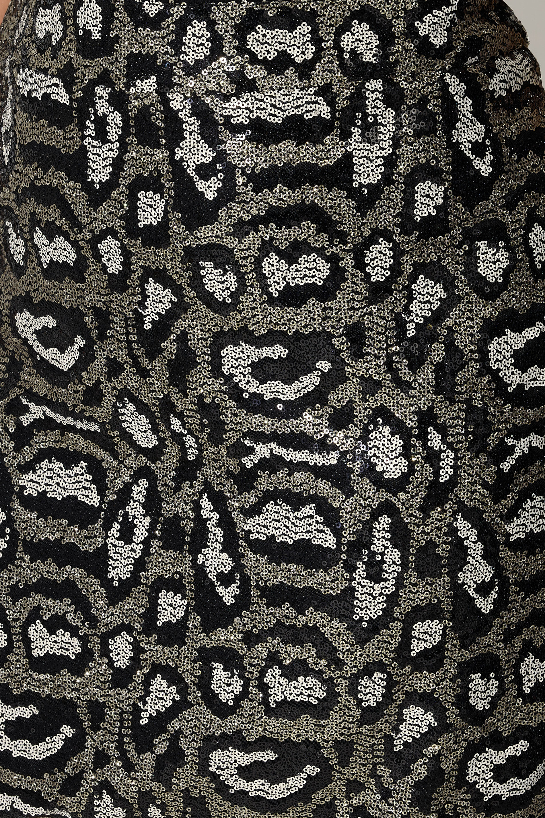 YOURS LONDON Plus Size Grey Sequin Leopard Print Mini Skirt | Yours Clothing 4