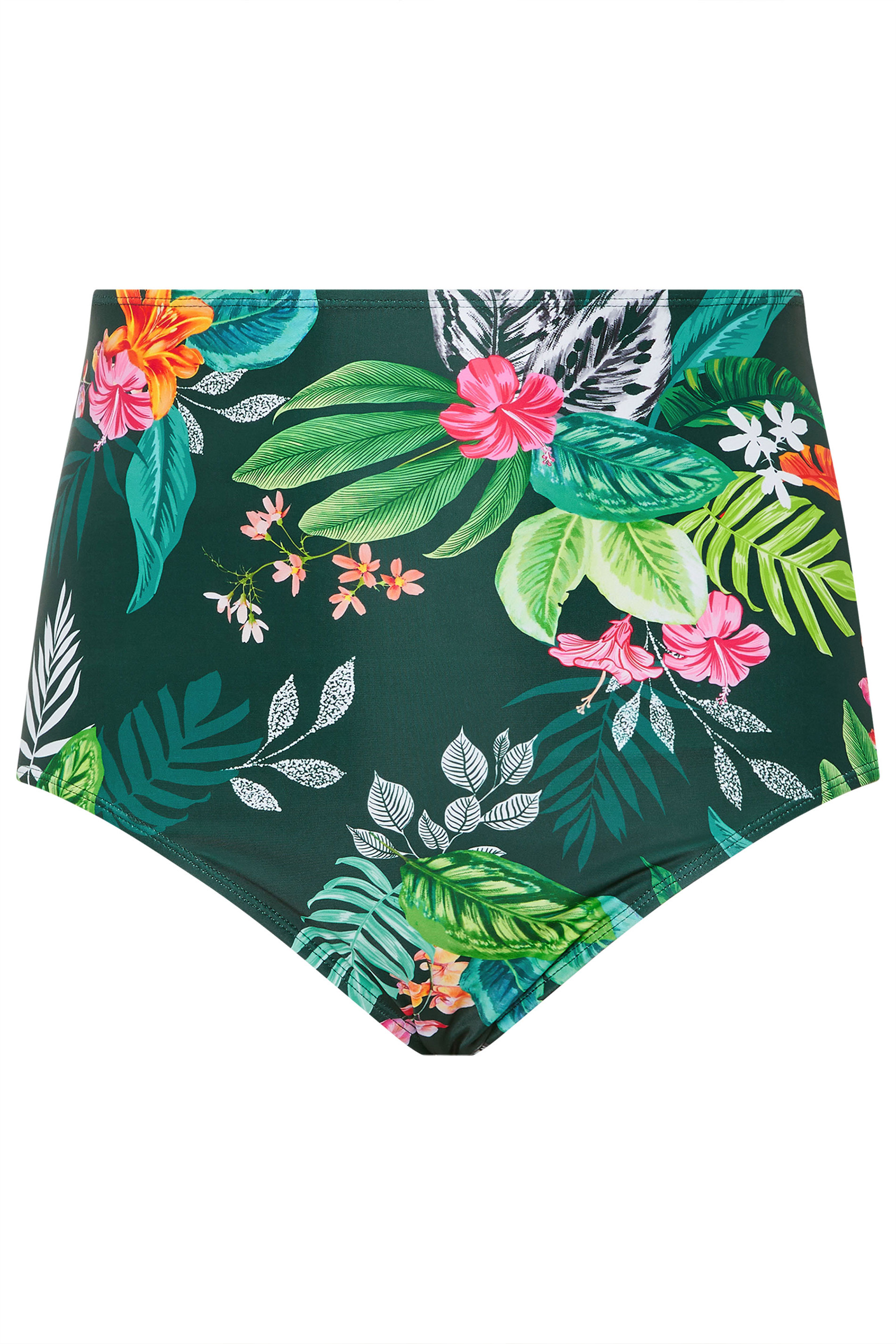 YOURS Plus Size Green Tropical Super High Waisted Tummy Control Bikini Briefs | Yours Clothing 6