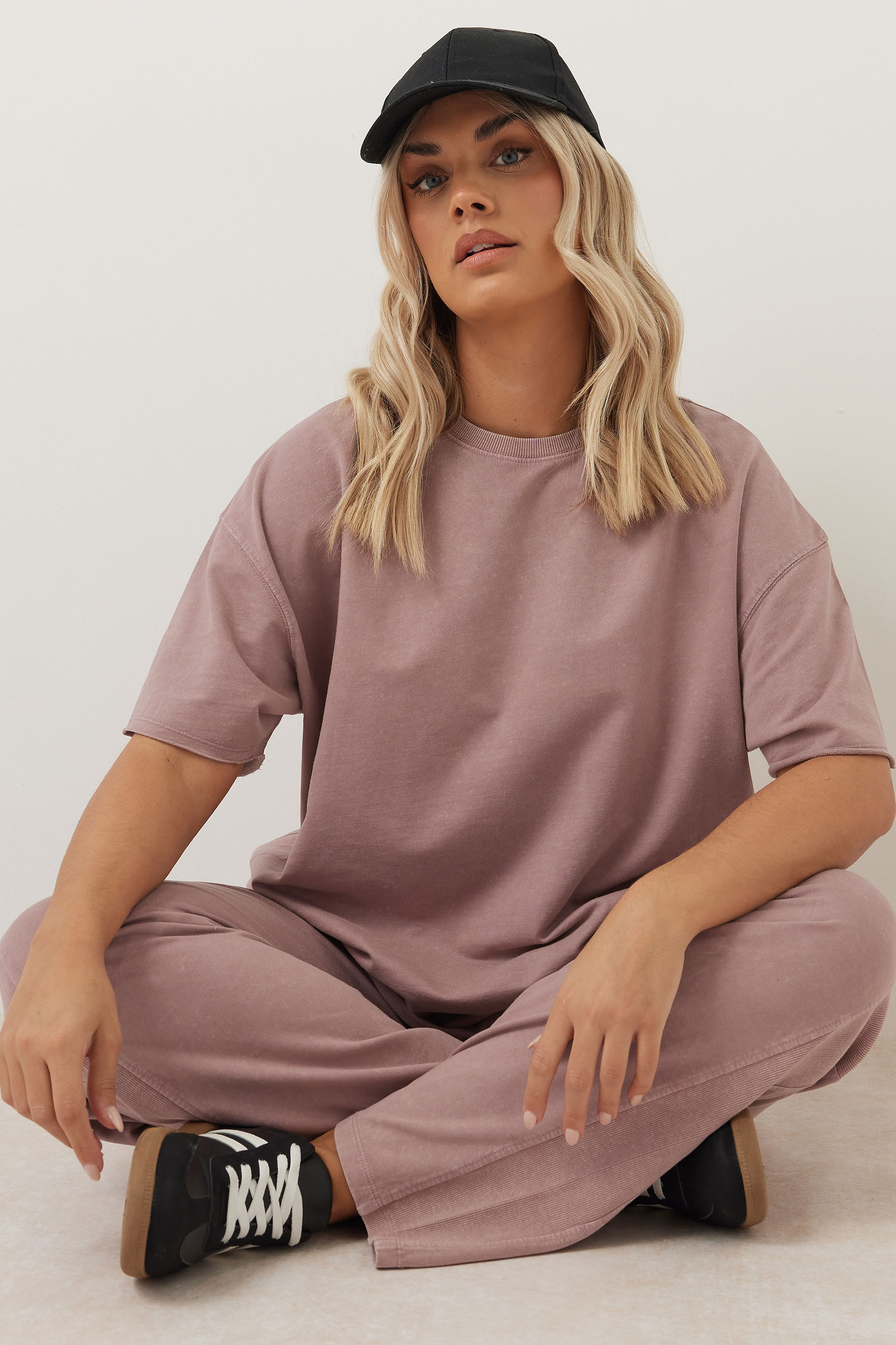 YOURS Plus Size Pink Acid Wash Oversized Sweat T-Shirt | Yours Clothing 3