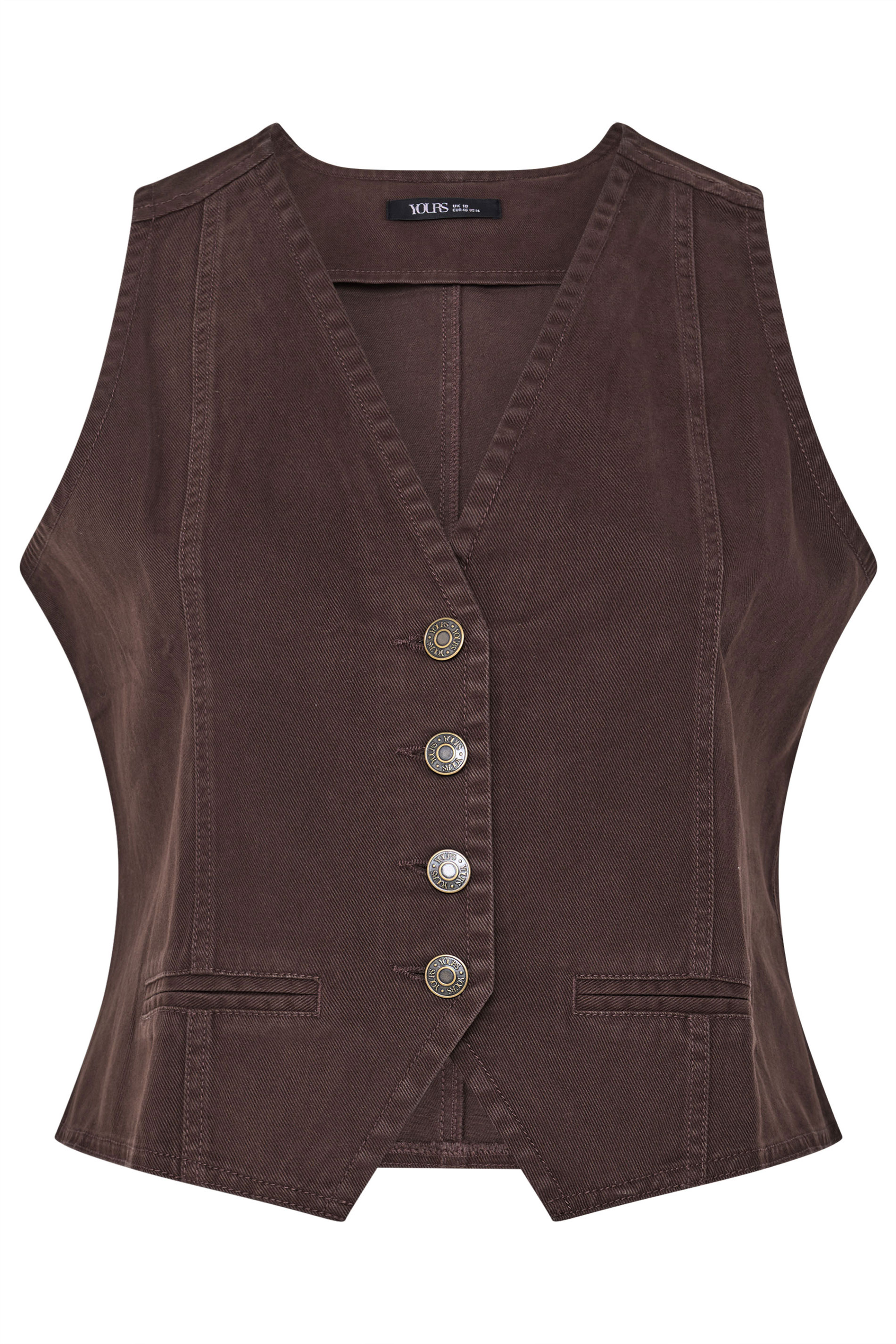 YOURS Plus Size Chocolate Brown Denim Waistcoat | Yours Clothing 5