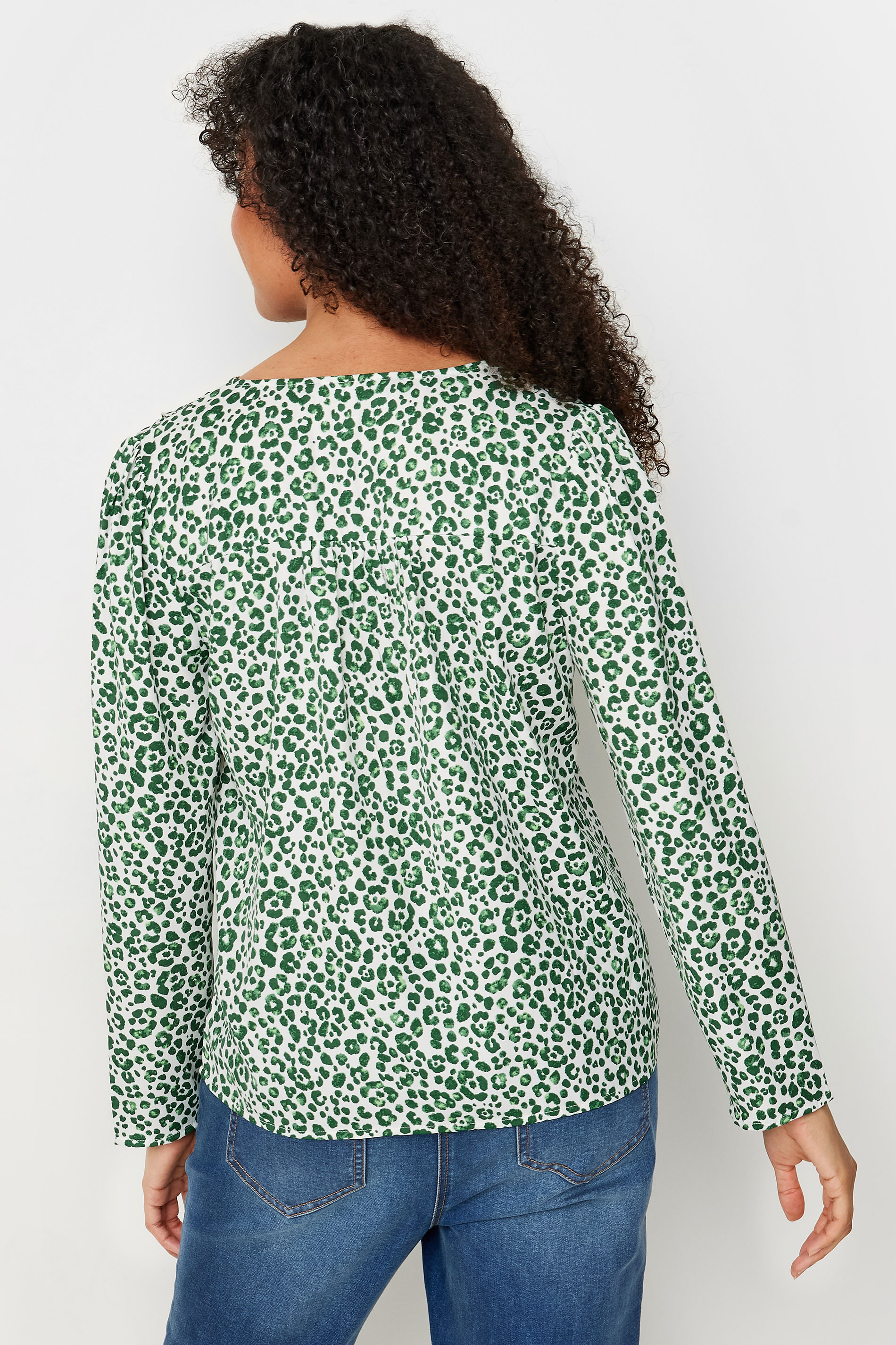 M&Co Green Leopard Print Long Sleeve Blouse | M&Co 3