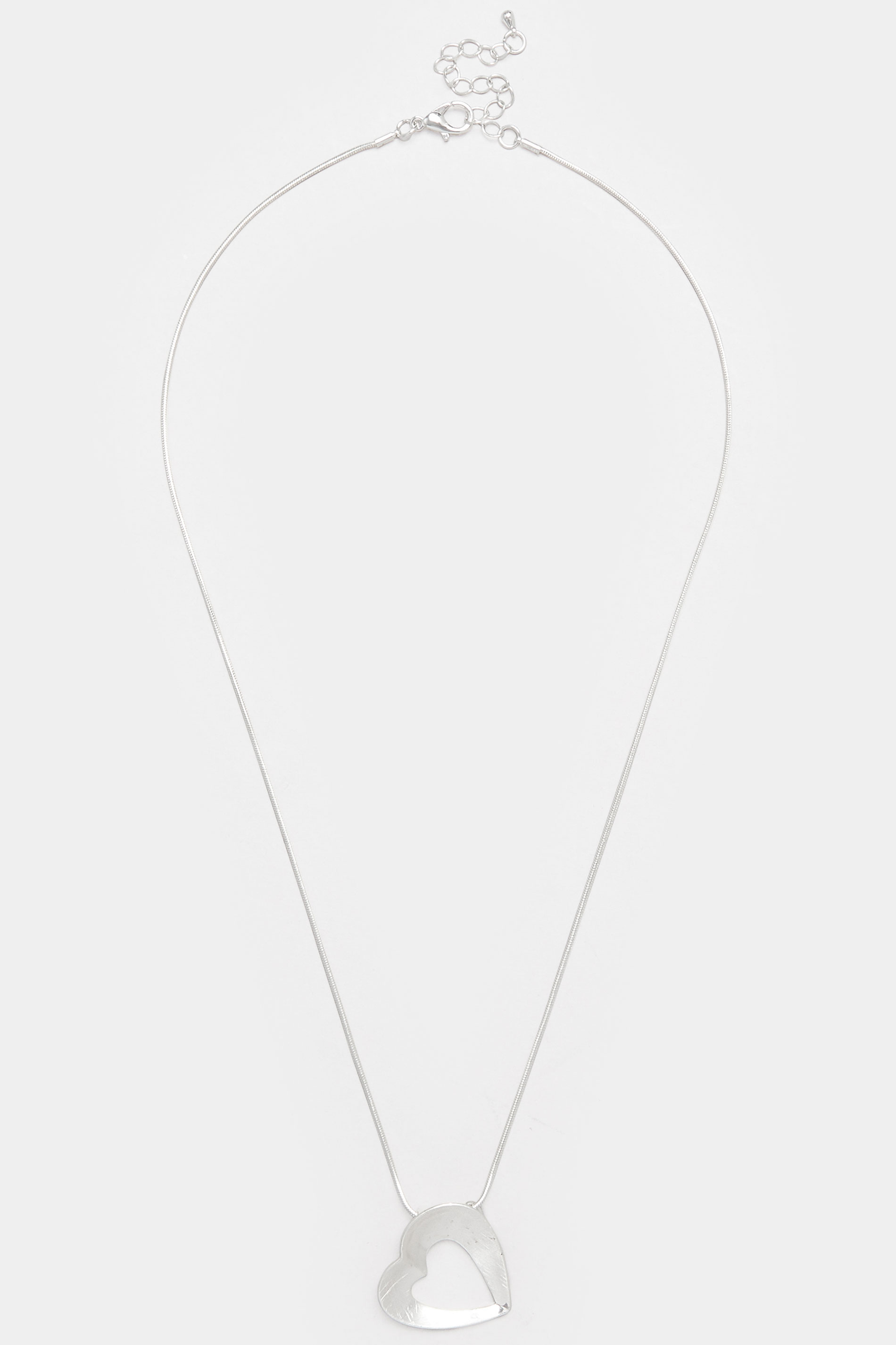 Silver Tone Brushed Heart Necklace | Yours Clothing 3
