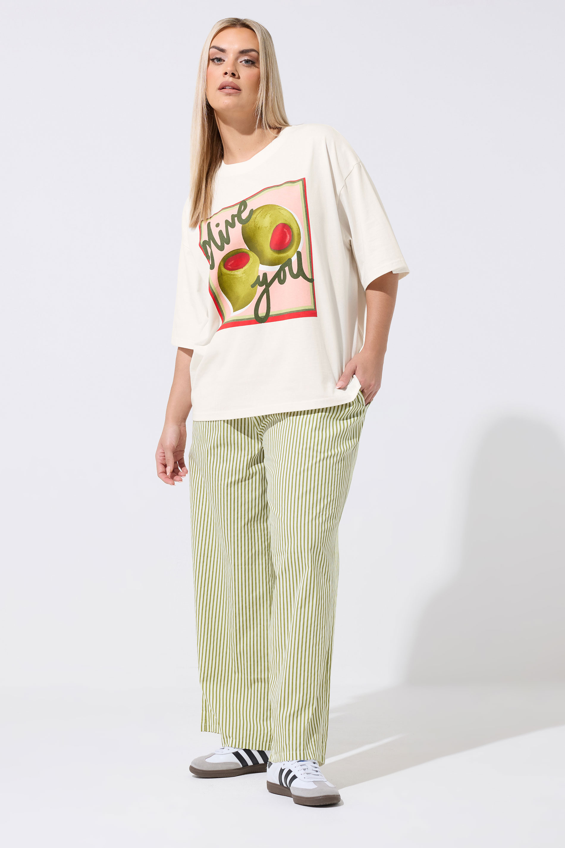 LIMITED COLLECTION Plus Size Ivory White 'Olive You' T-Shirt | Yours Clothing 1