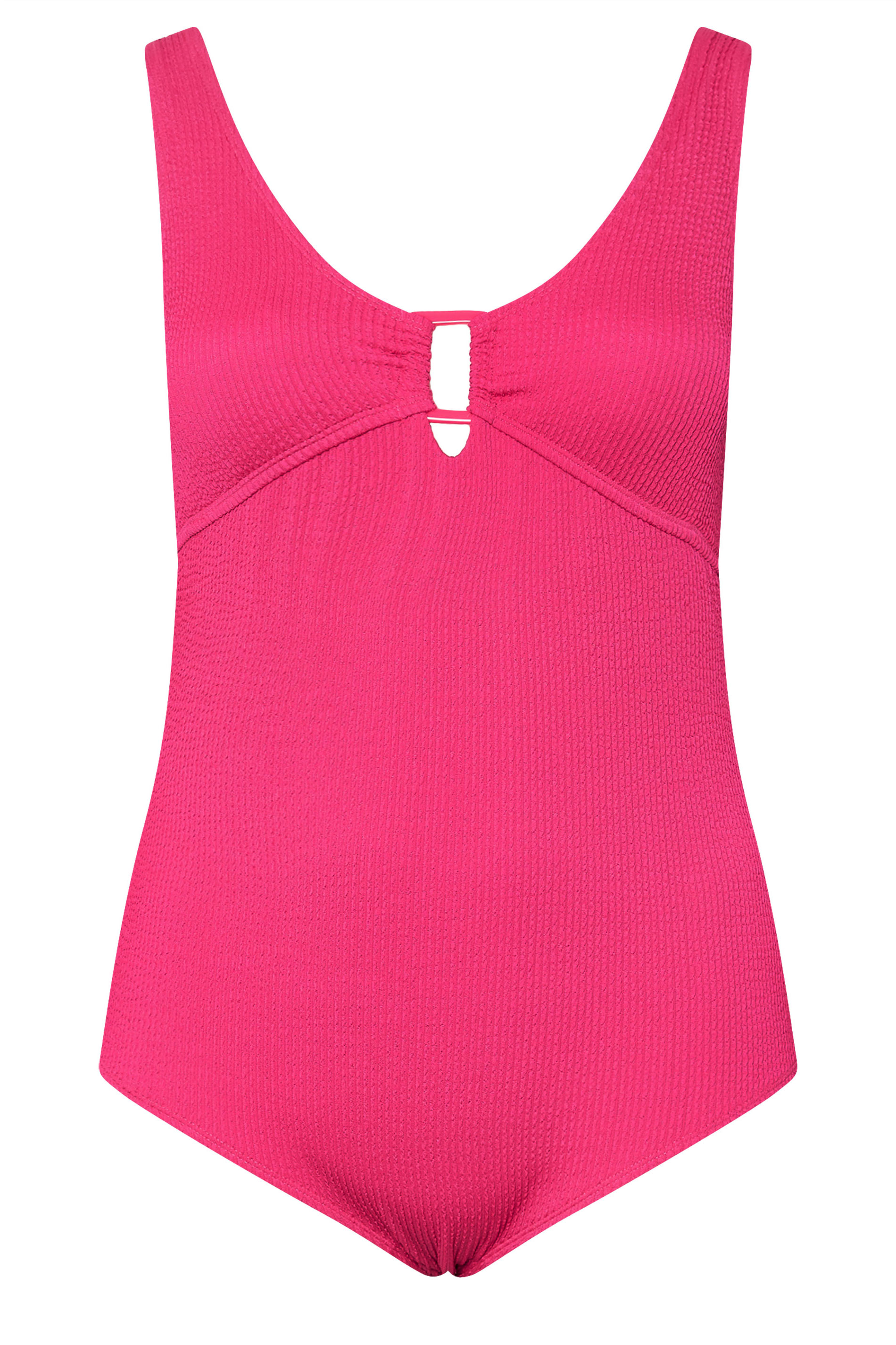 YOURS Plus Size Pink Buckle Textured Swimsuit | Yours Clothing 7