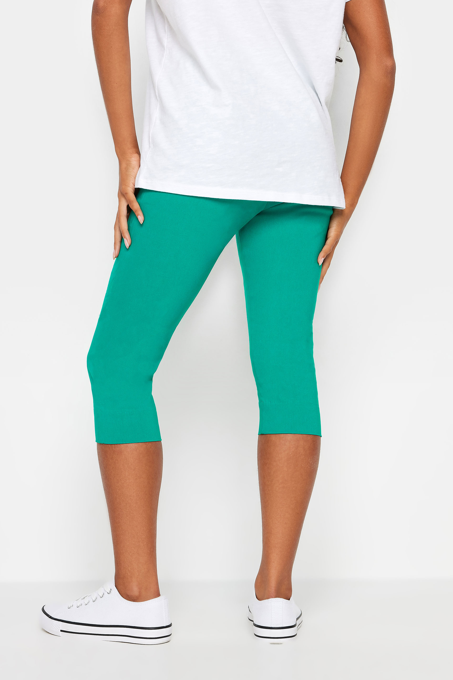 M&Co Petite Green Cropped Bengaline Trousers | M&Co 2