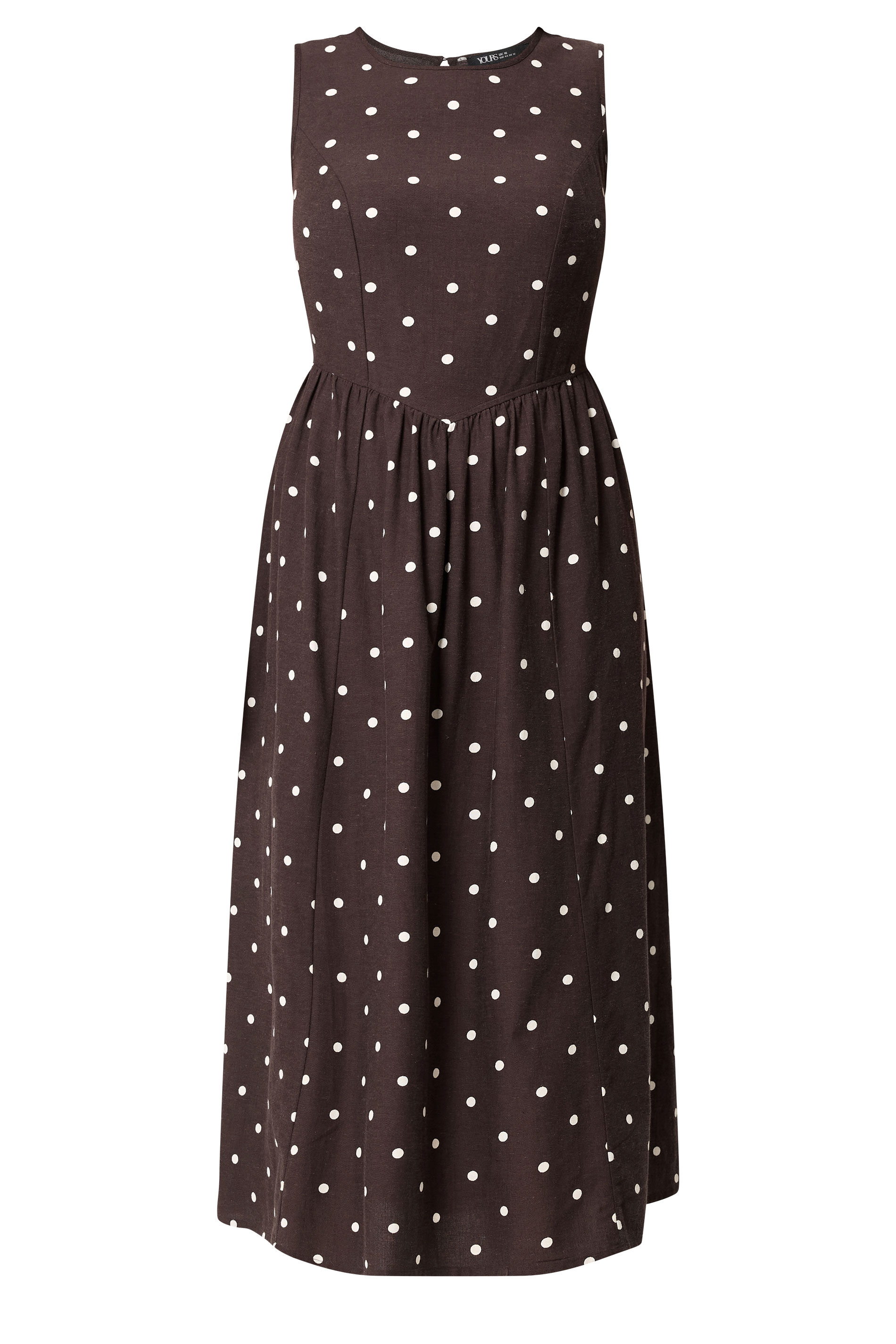 YOURS Plus Size Chocolate Brown Polka Dot Linen Maxi Dress | Yours Clothing 5