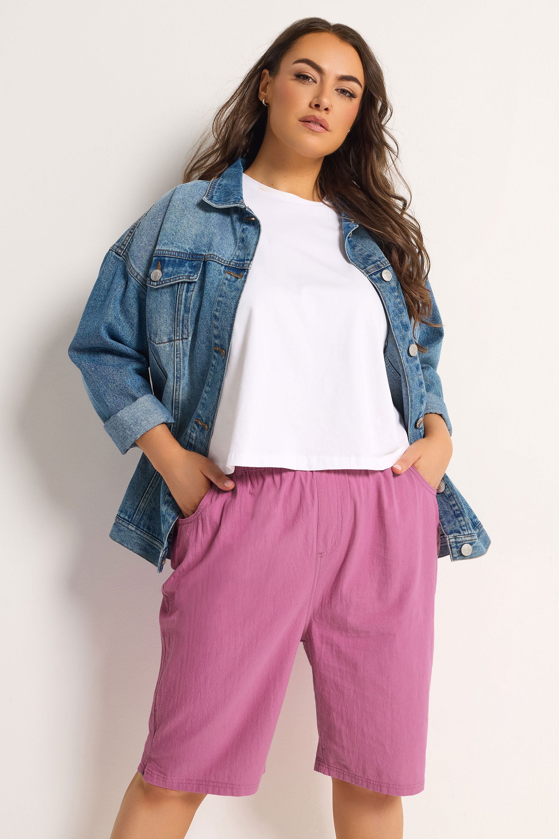 YOURS Plus Size Bright Pink Cool Cotton Shorts | Yours Clothing 3