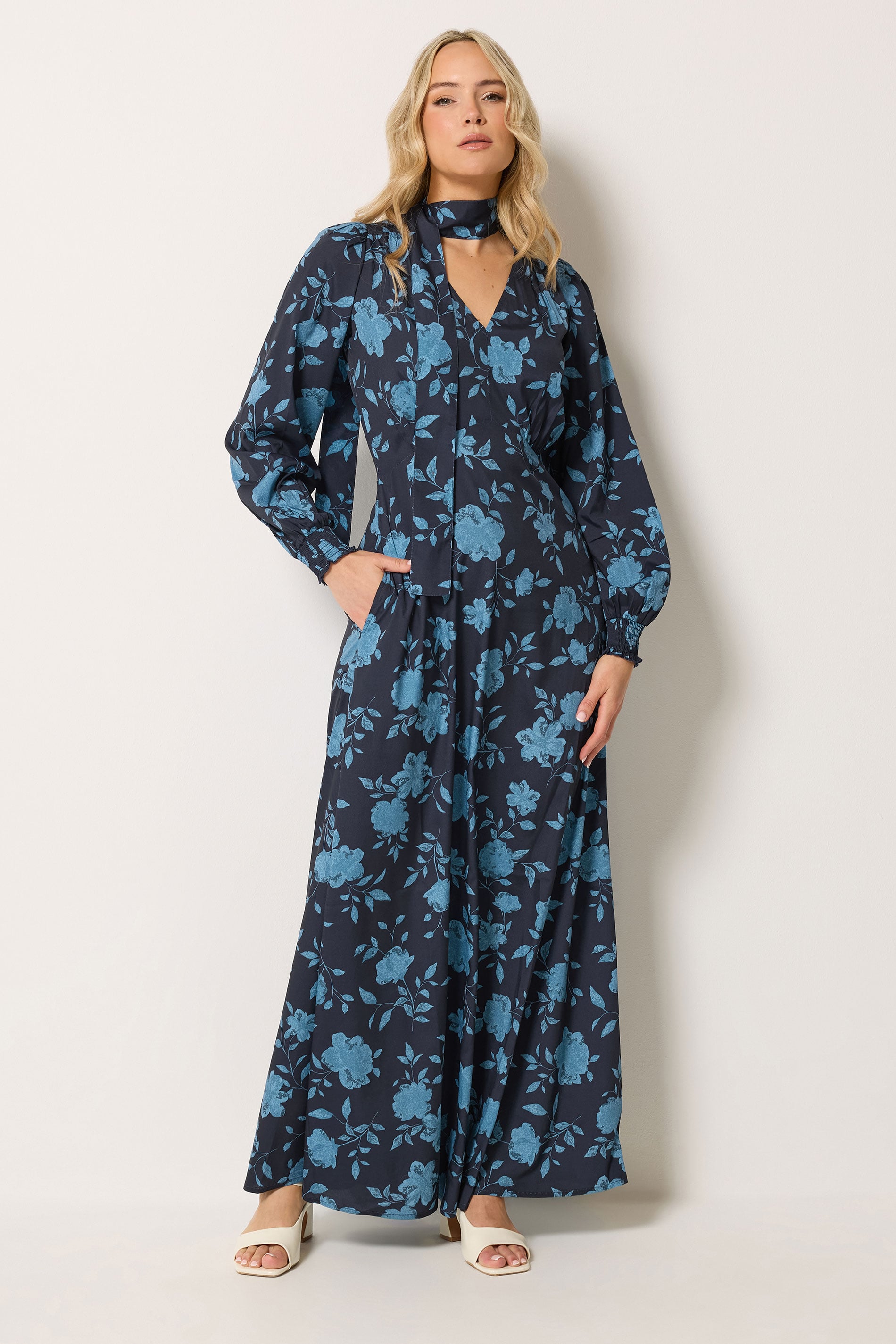 LTS Tall Women's Navy Blue Floral Maxi Dress | Long Tall Sally 3