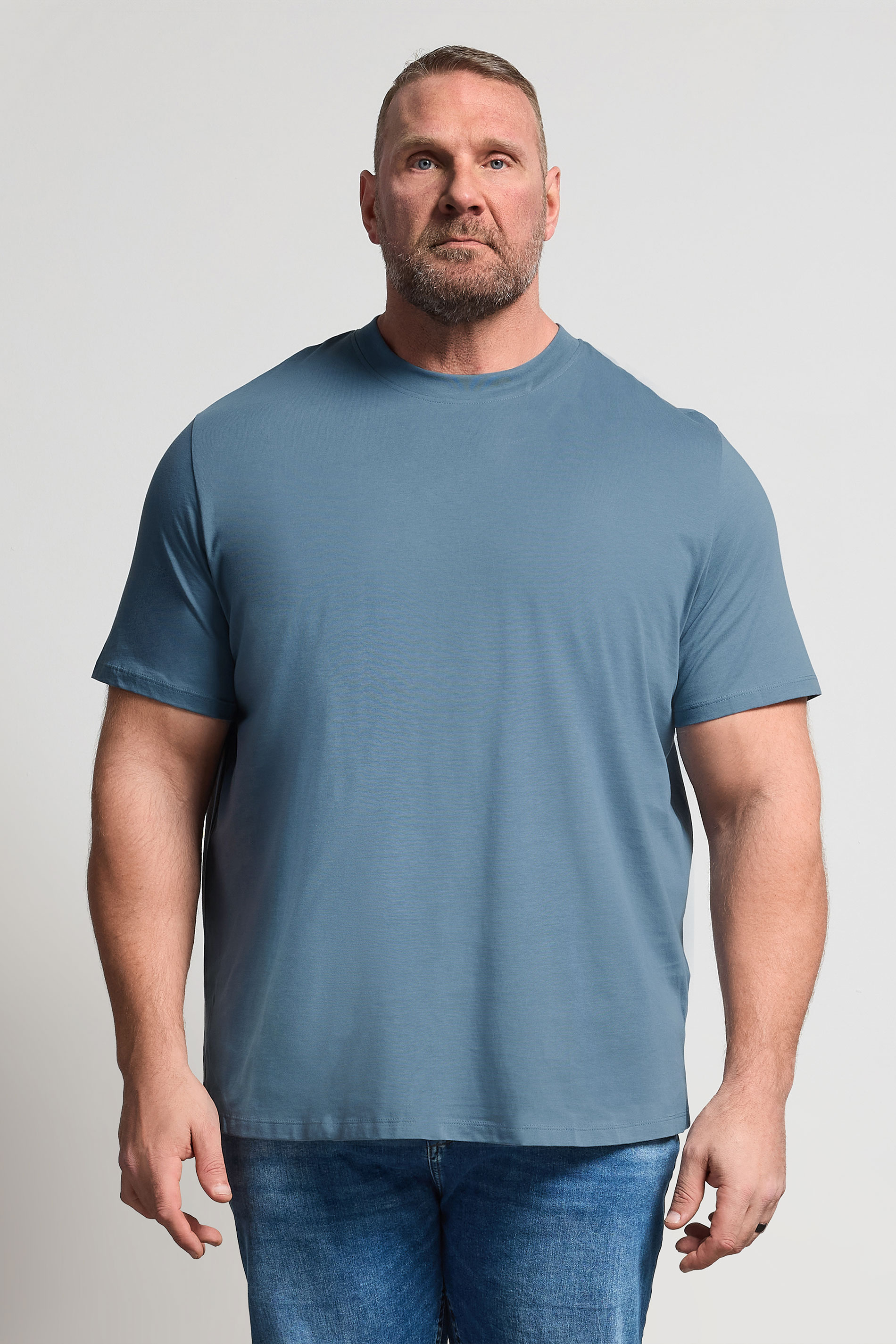 JACK & JONES Big & Tall Blue Mirage Basic T-Shirt | BadRhino 3