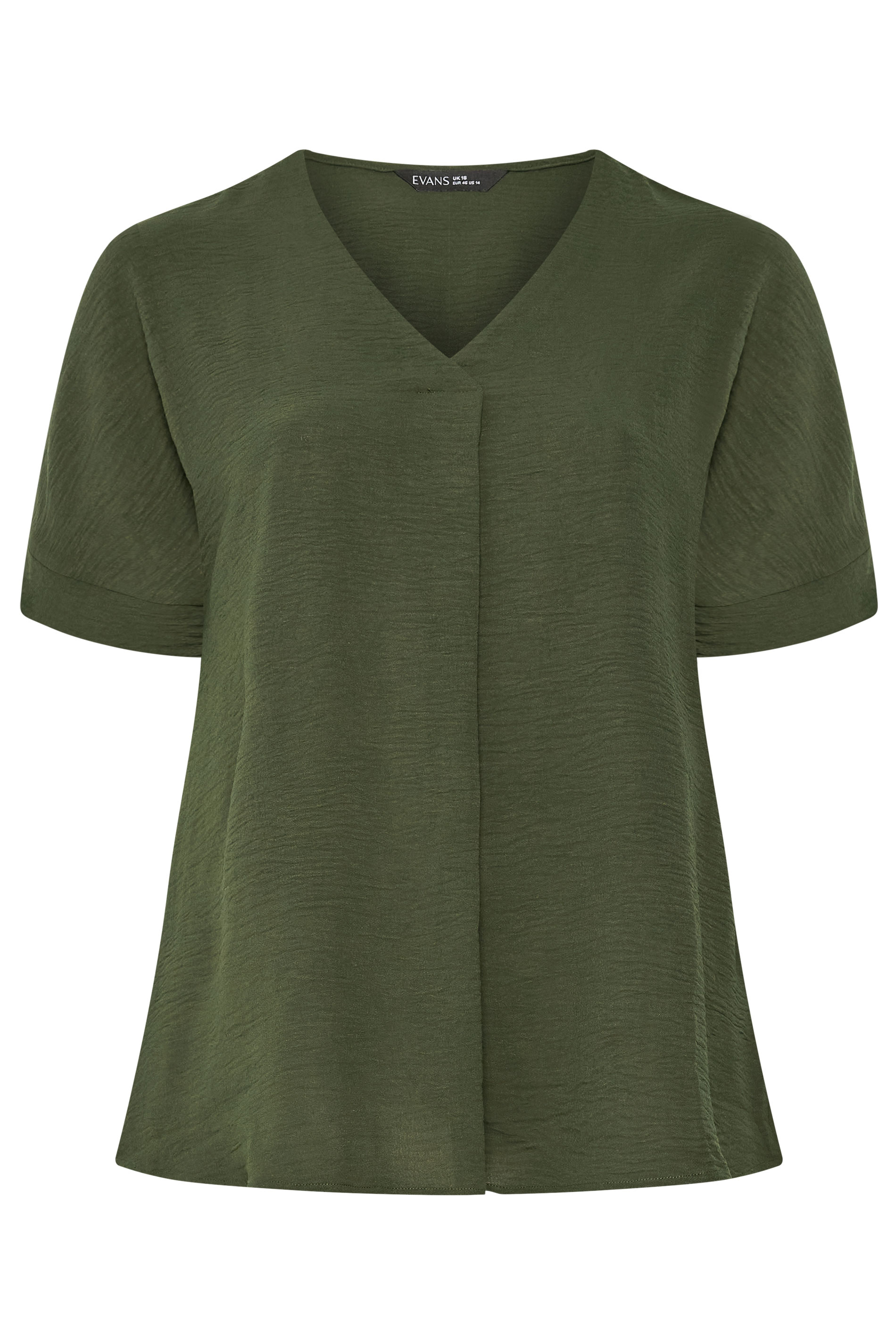 EVANS Curve Olive Green Front Pleat Blouse | Evans 5