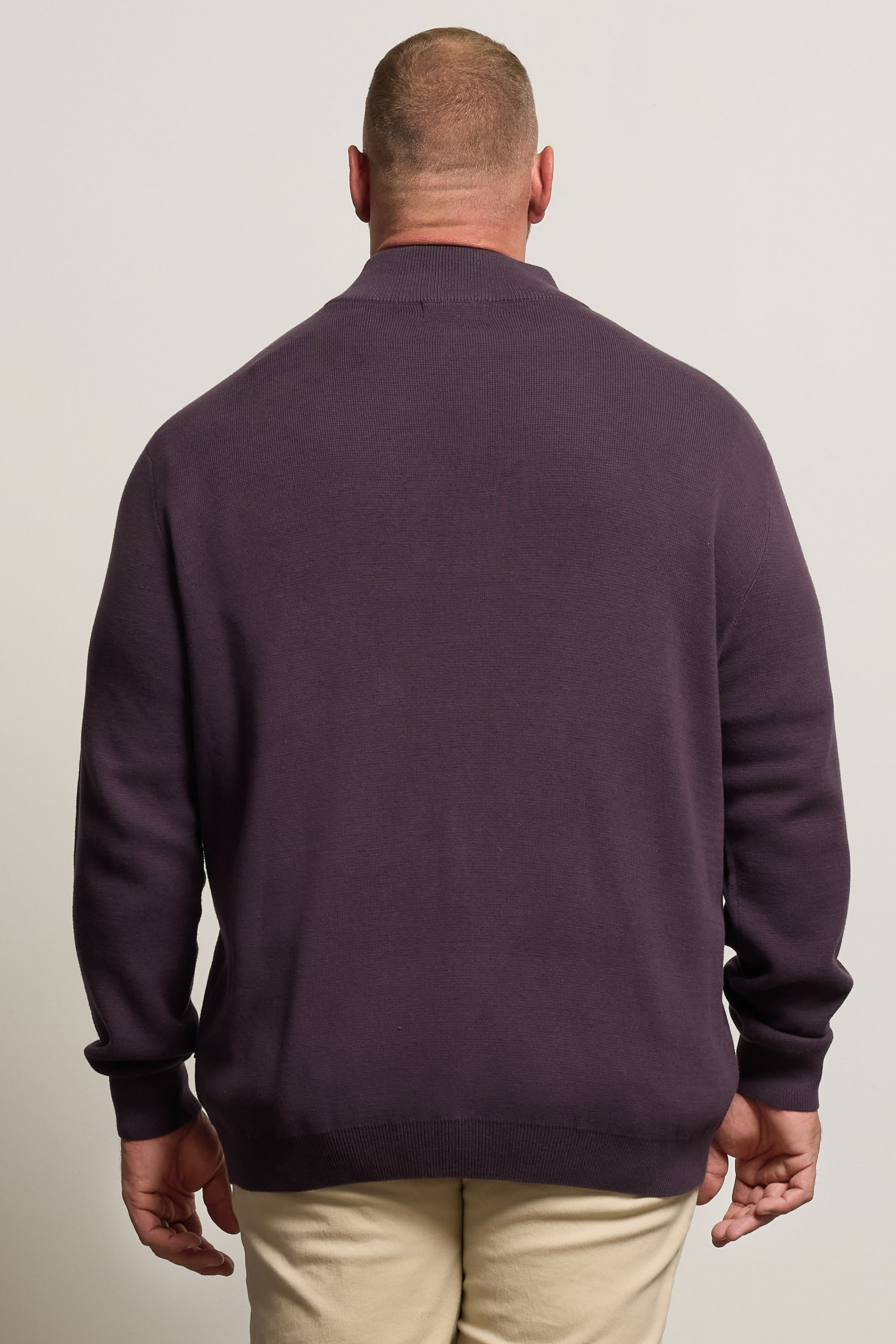 BadRhino Big & Tall Plum Purple Milano Quarter Zip Jumper | BadRhino 2