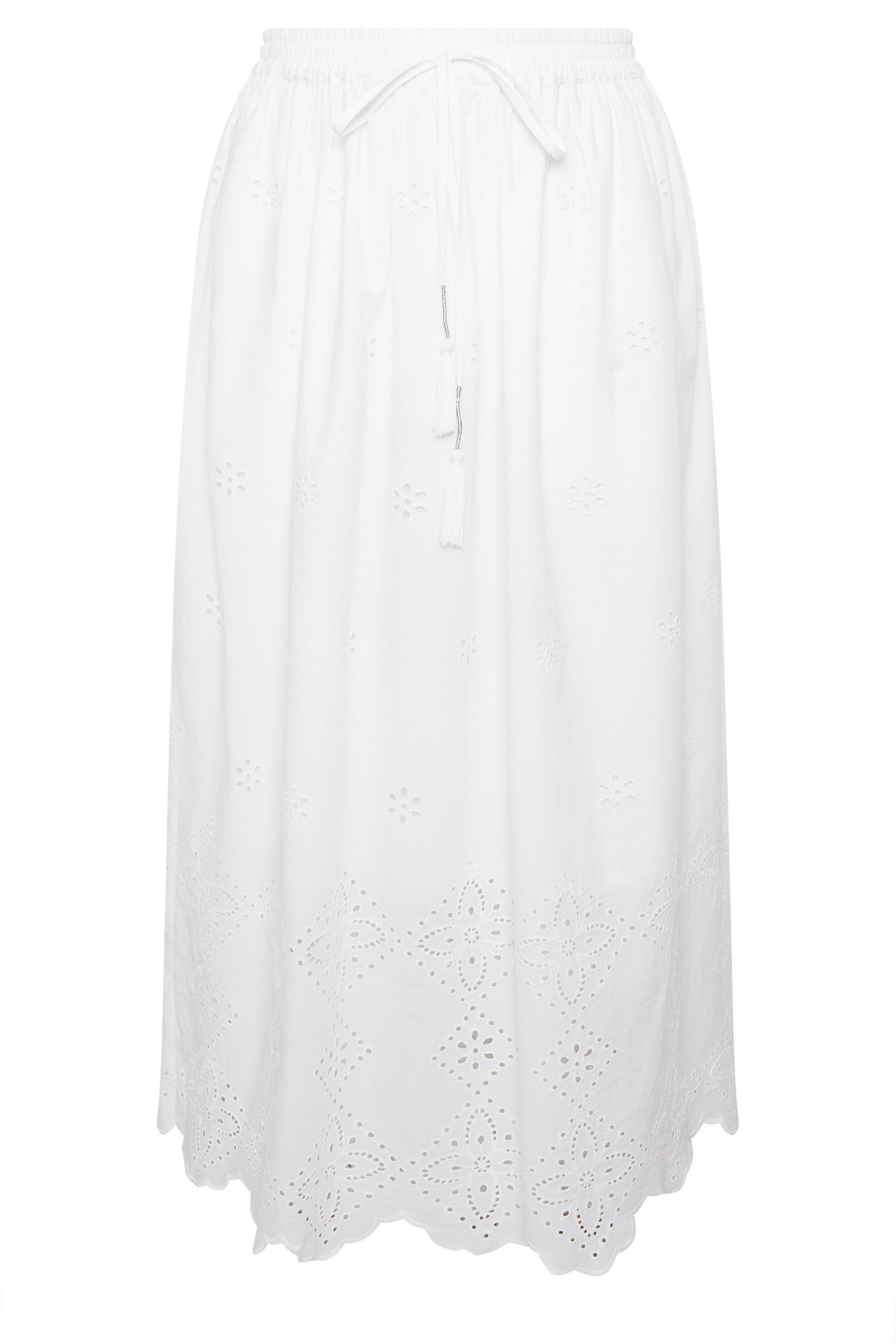 YOURS Plus Size White Broderie Anglaise Maxi Skirt | Yours Clothing 6