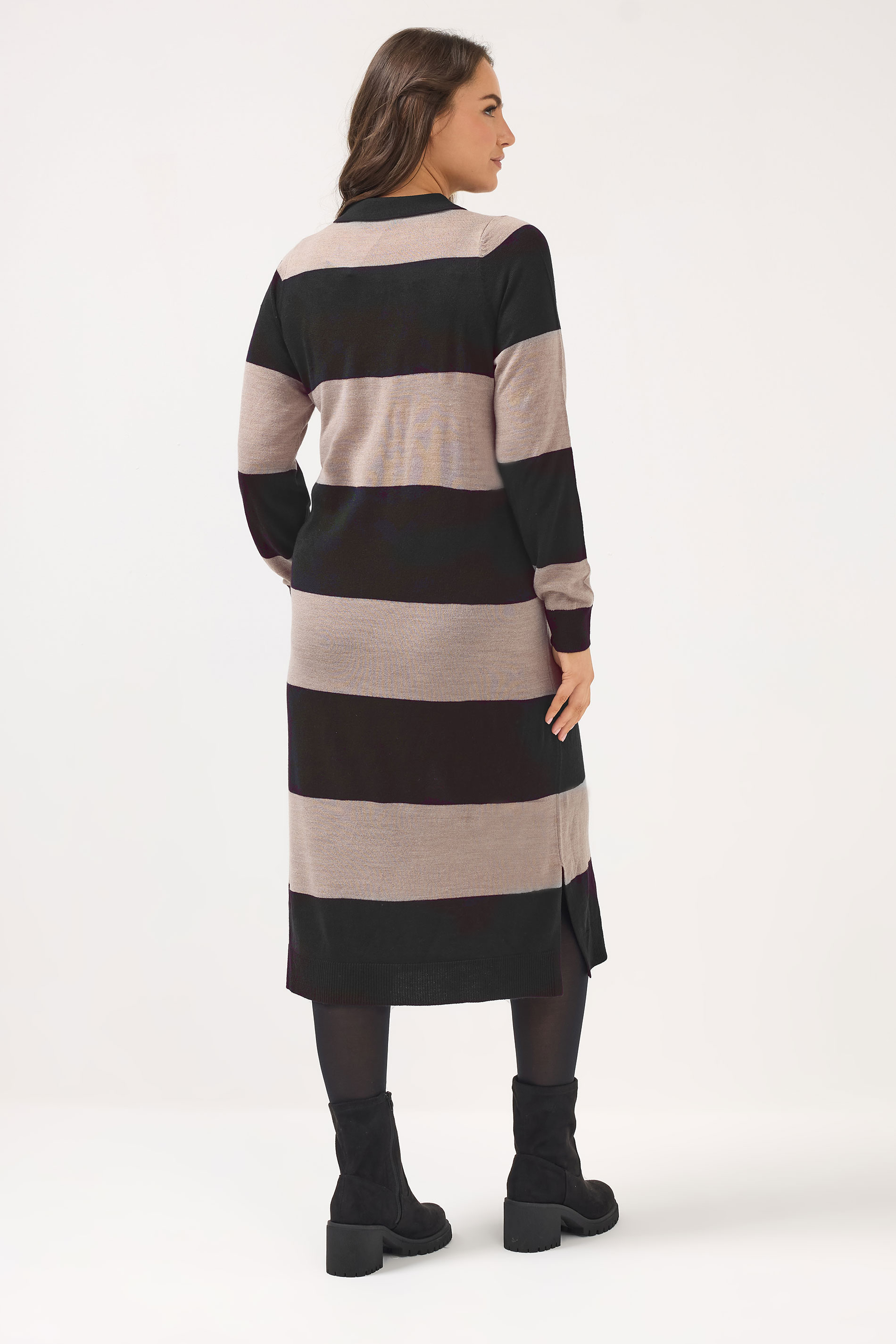 YOURS Plus Size Black Rugby Collar Knitted Jumper Dress | Yours Clothing 2