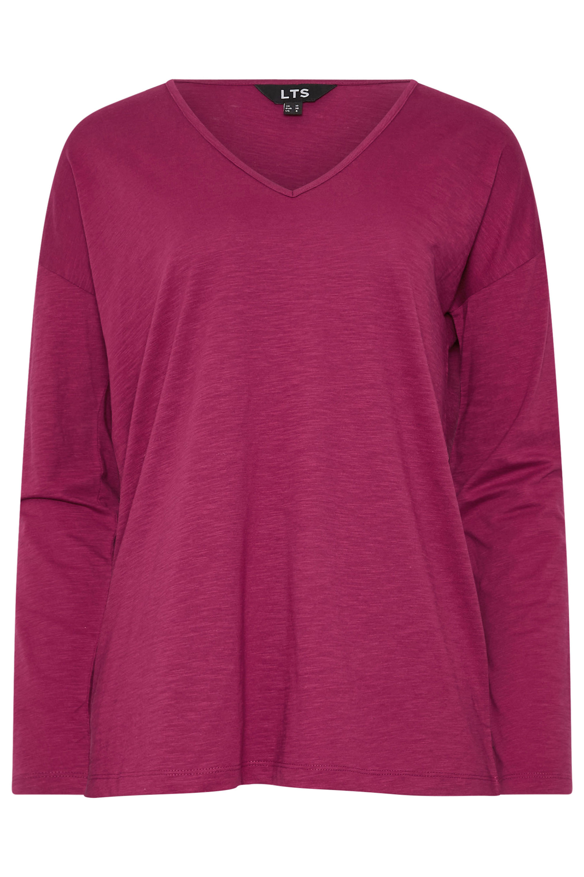 LTS Tall 2 PACK Berry Pink & Grey Cotton Long Sleeve T-Shirts | Long Tall Sally 9