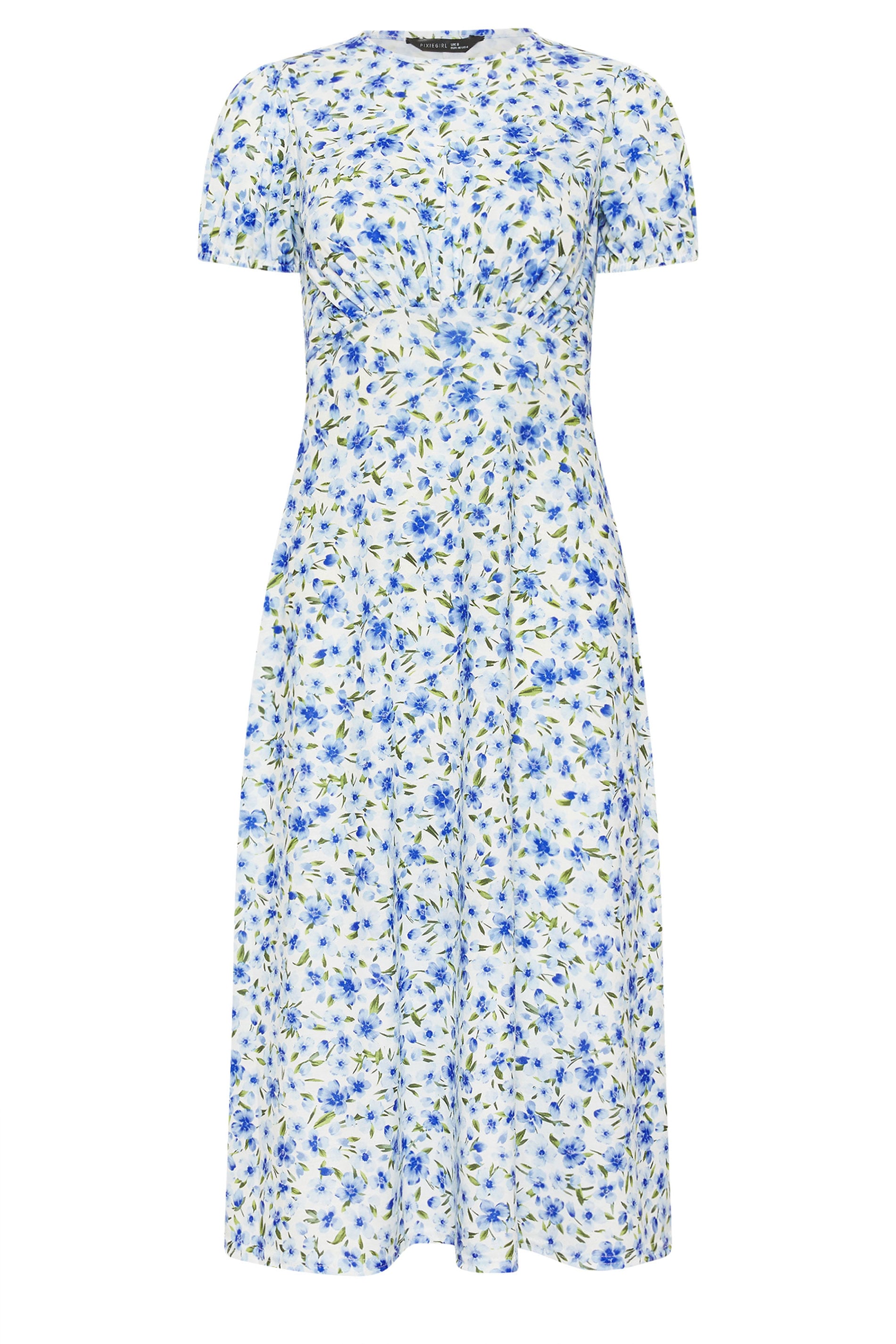 PixieGirl Petite Blue Floral Midi Dress | PixieGirl 5
