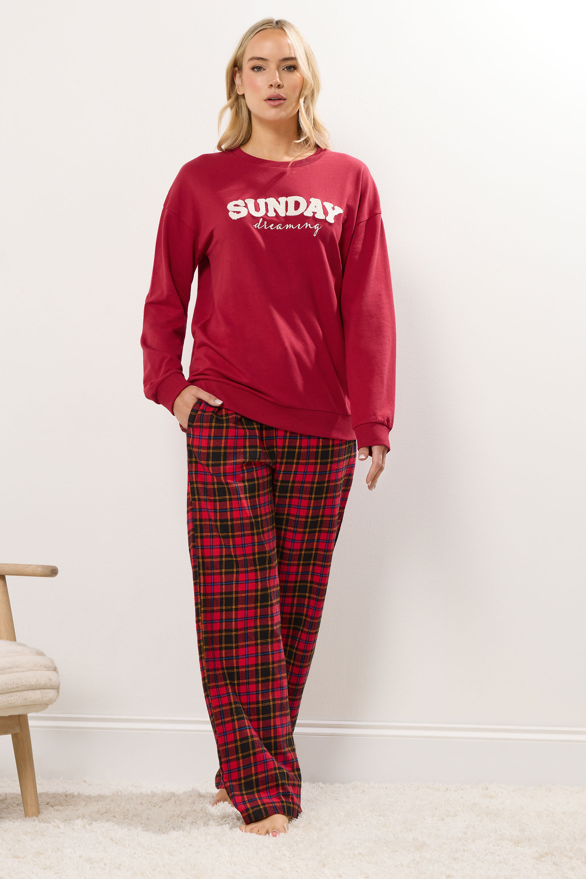 LTS Tall Red 'Sunday Dreaming' Slogan Lounge Top | Long Tall Sally 1