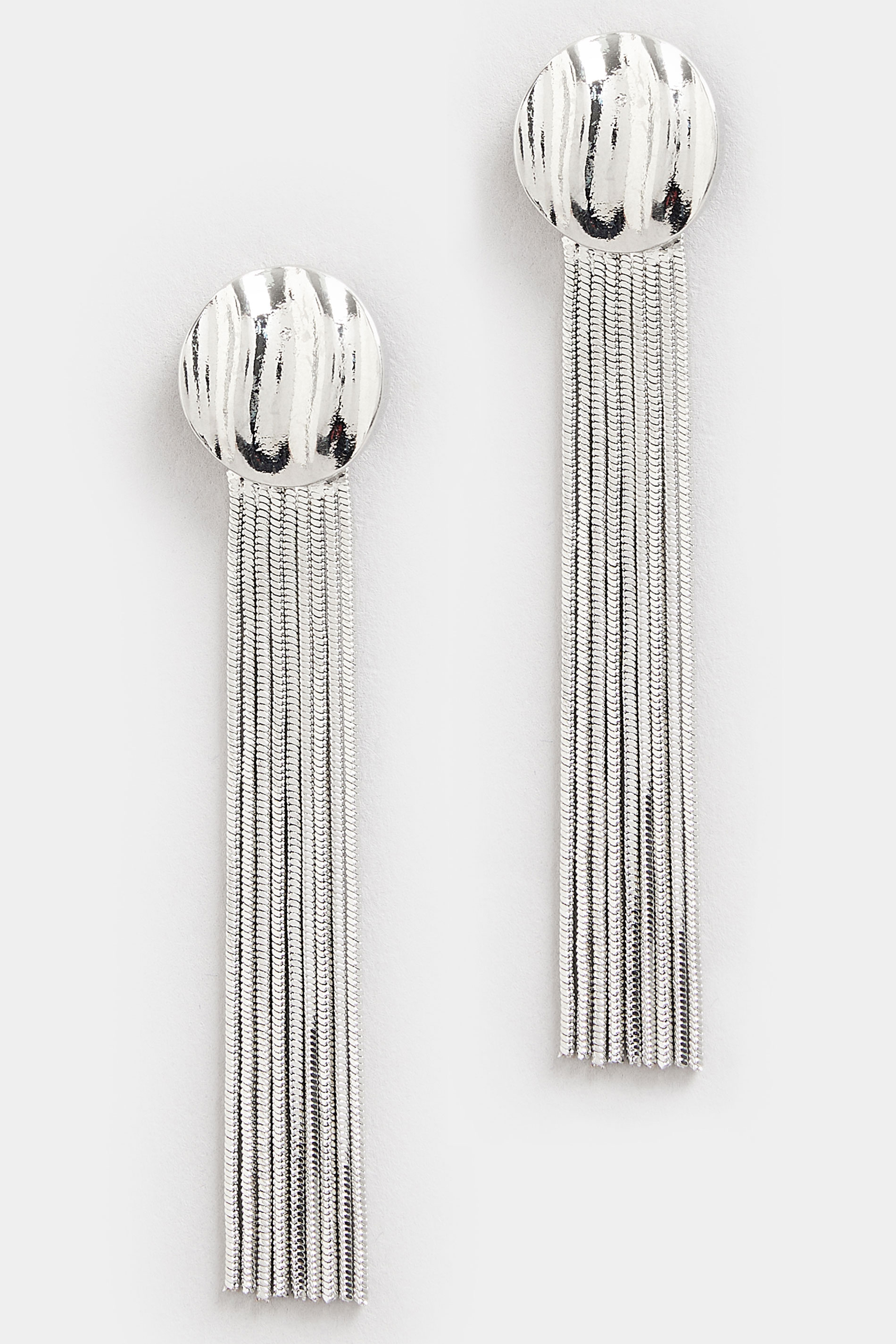 Silver Tone Textured Tassel Earrings | Yours Clothing 3