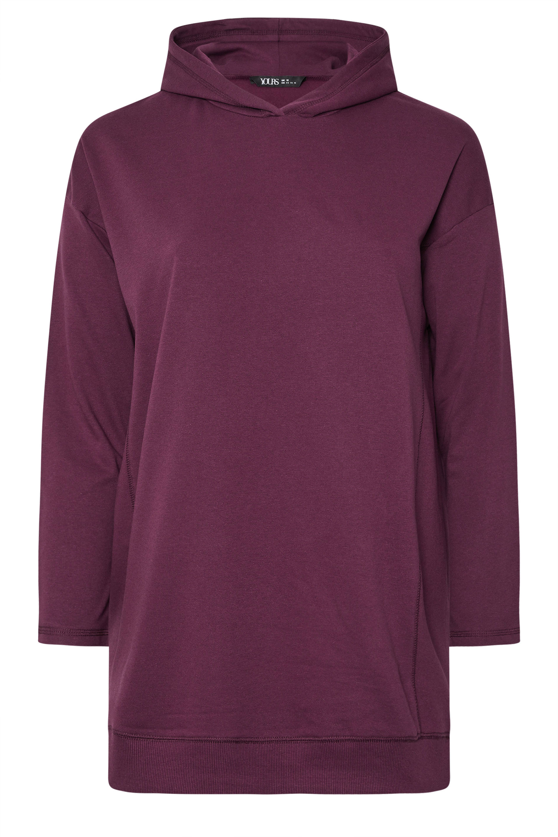 YOURS Plus Size Burgundy Red Seam Detail Hoodie | Yours Clothing 5