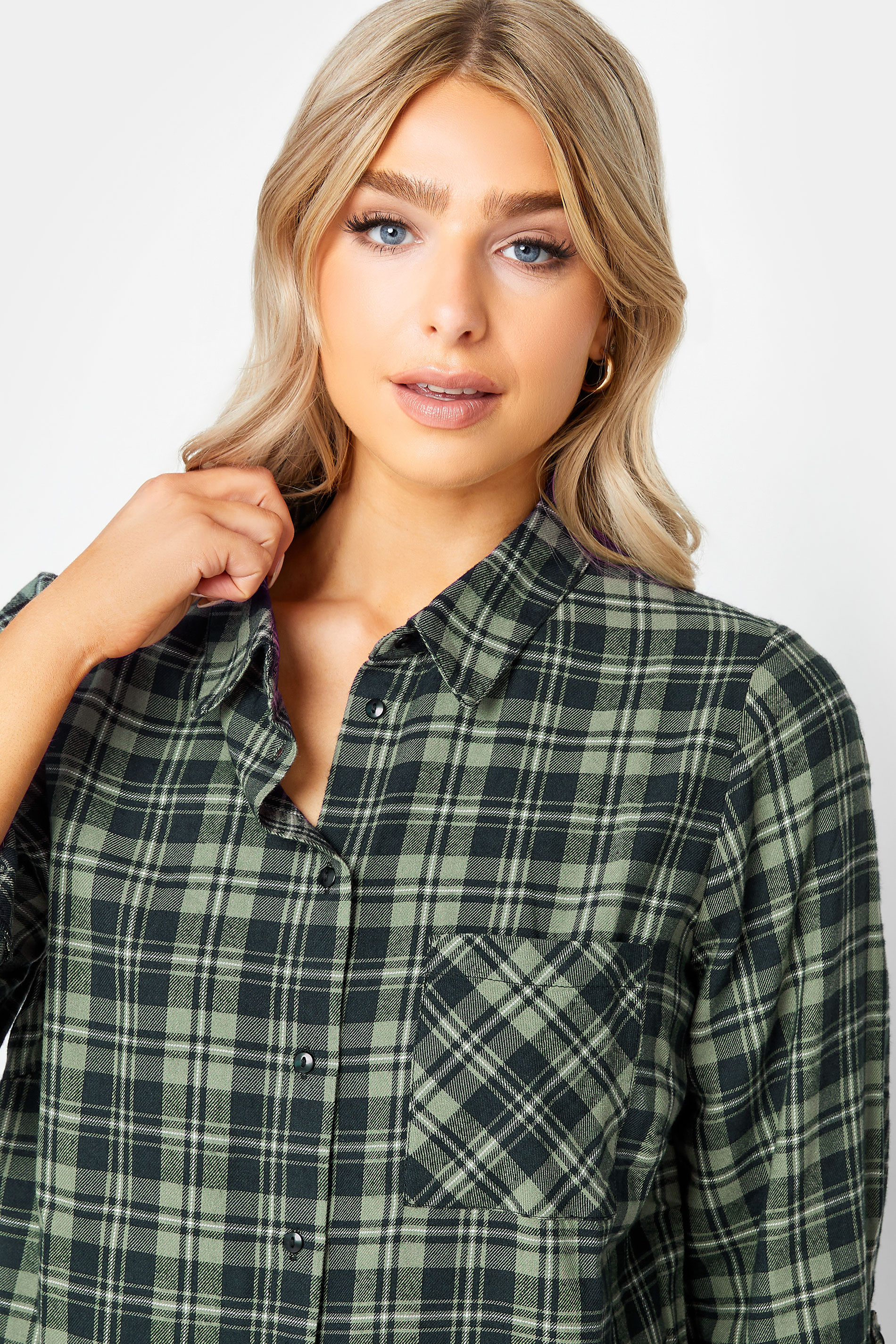 M&Co Green Check Print Cotton Boyfriend Shirt | M&Co
