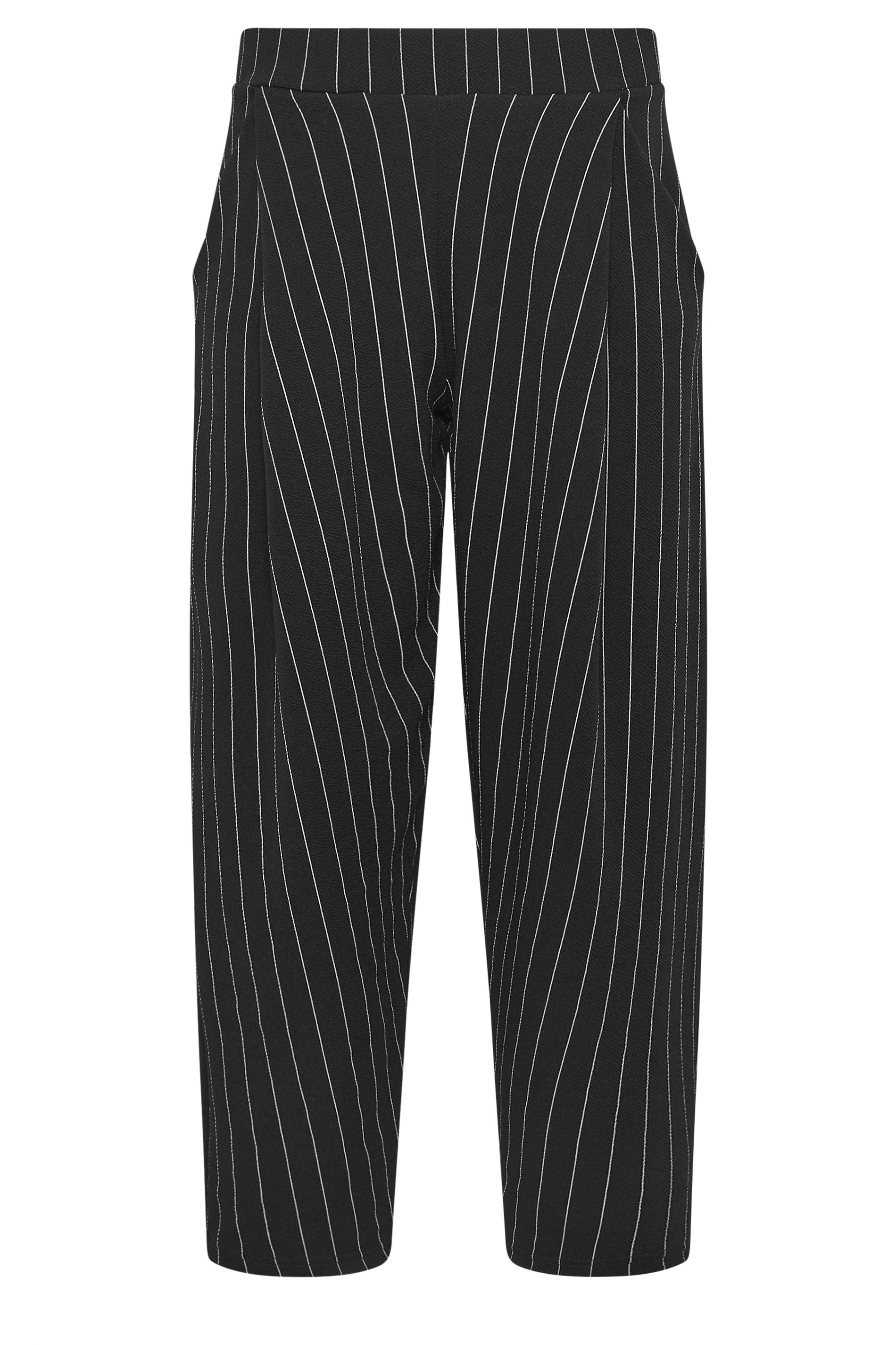 PixieGirl Petite Womens Black Stripe Barrel Leg Trousers | PixieGirl 5