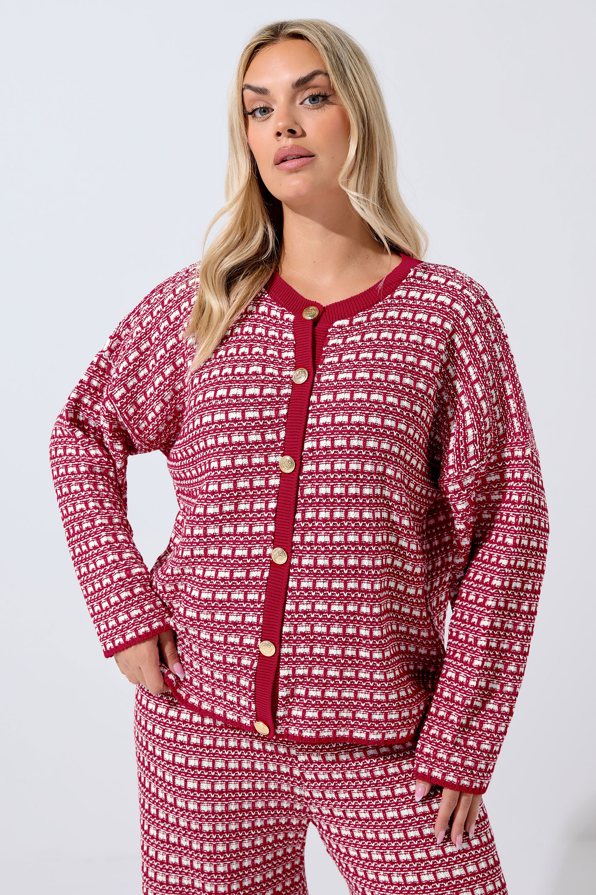 LIMITED COLLECTION Plus Size Red Boucle Cardigan | Yours Clothing 3