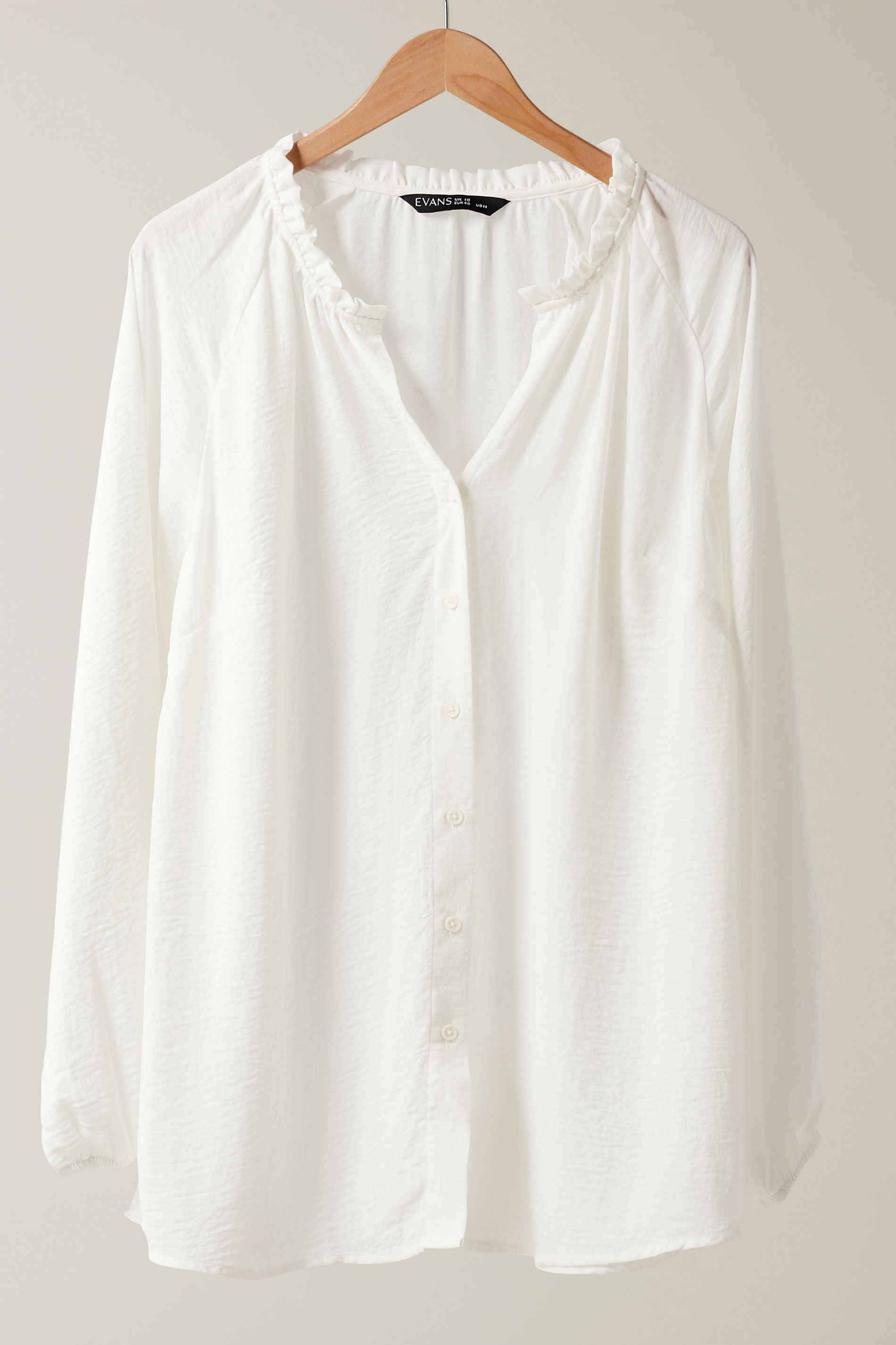 EVANS Plus Size White Frill Neck Blouse | Evans  5