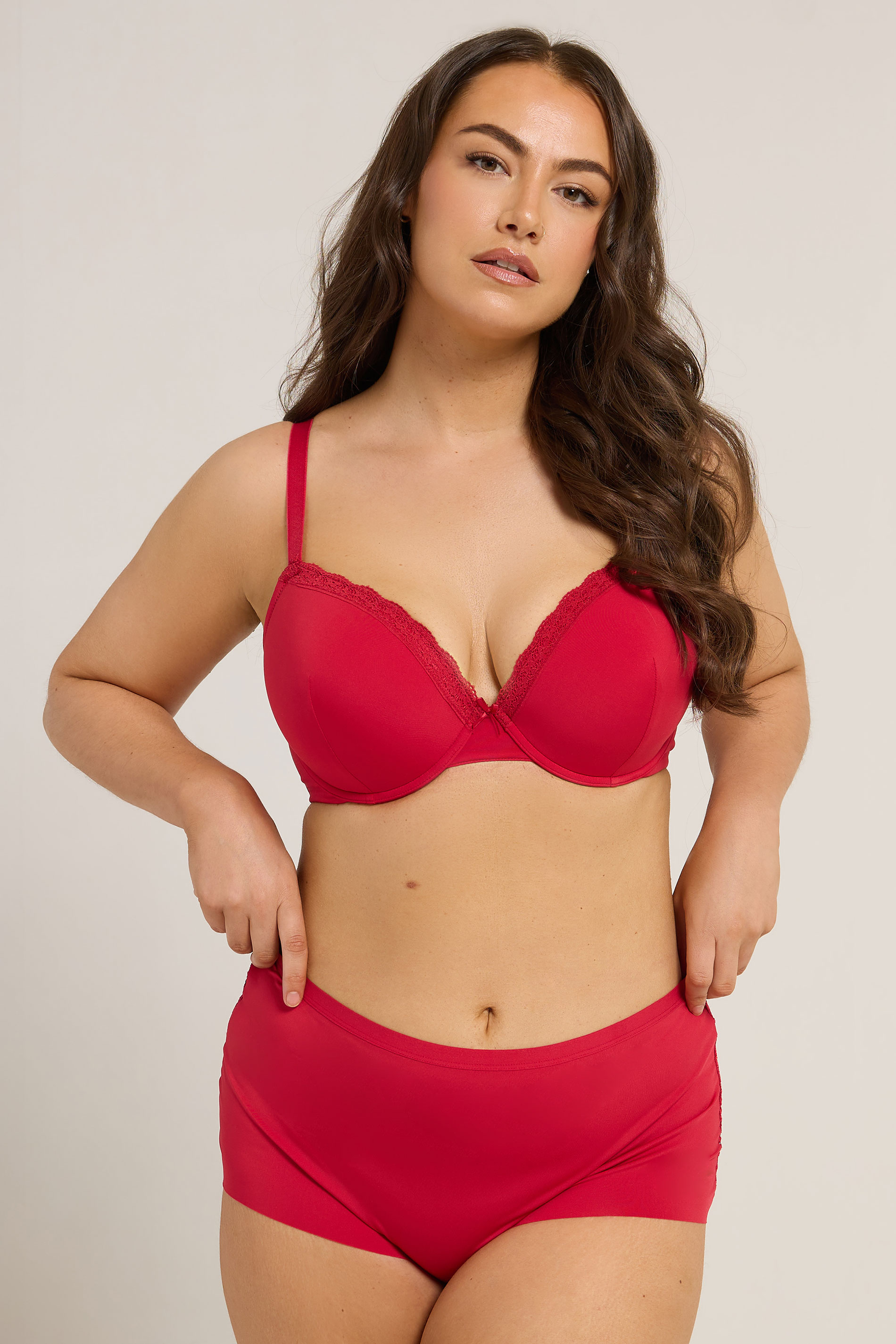 YOURSET 3 PACK Plus Size Red & Purple Lace Trim Padded Bras | Yours Clothing 4