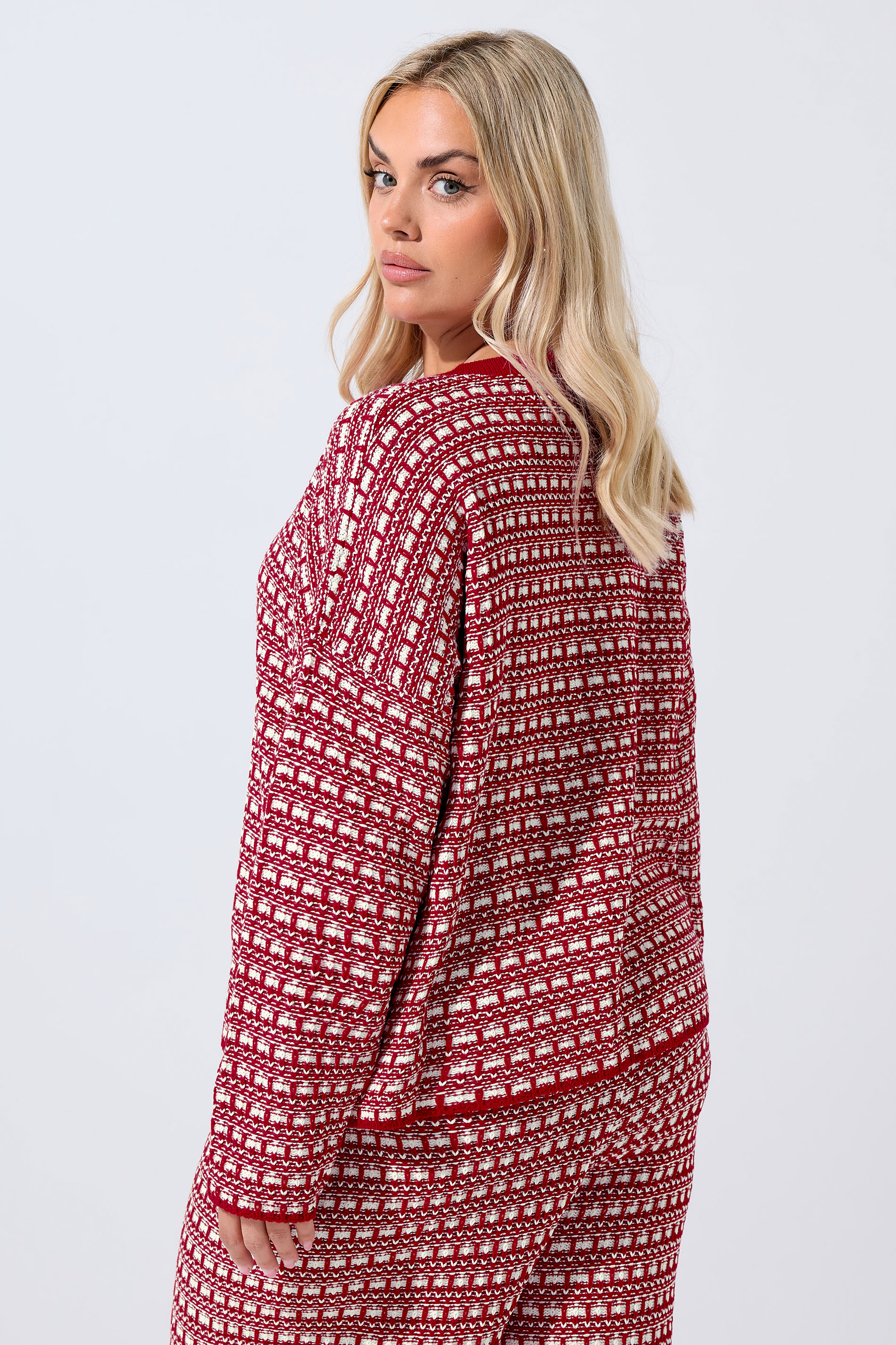 LIMITED COLLECTION Plus Size Red Boucle Cardigan | Yours Clothing 2