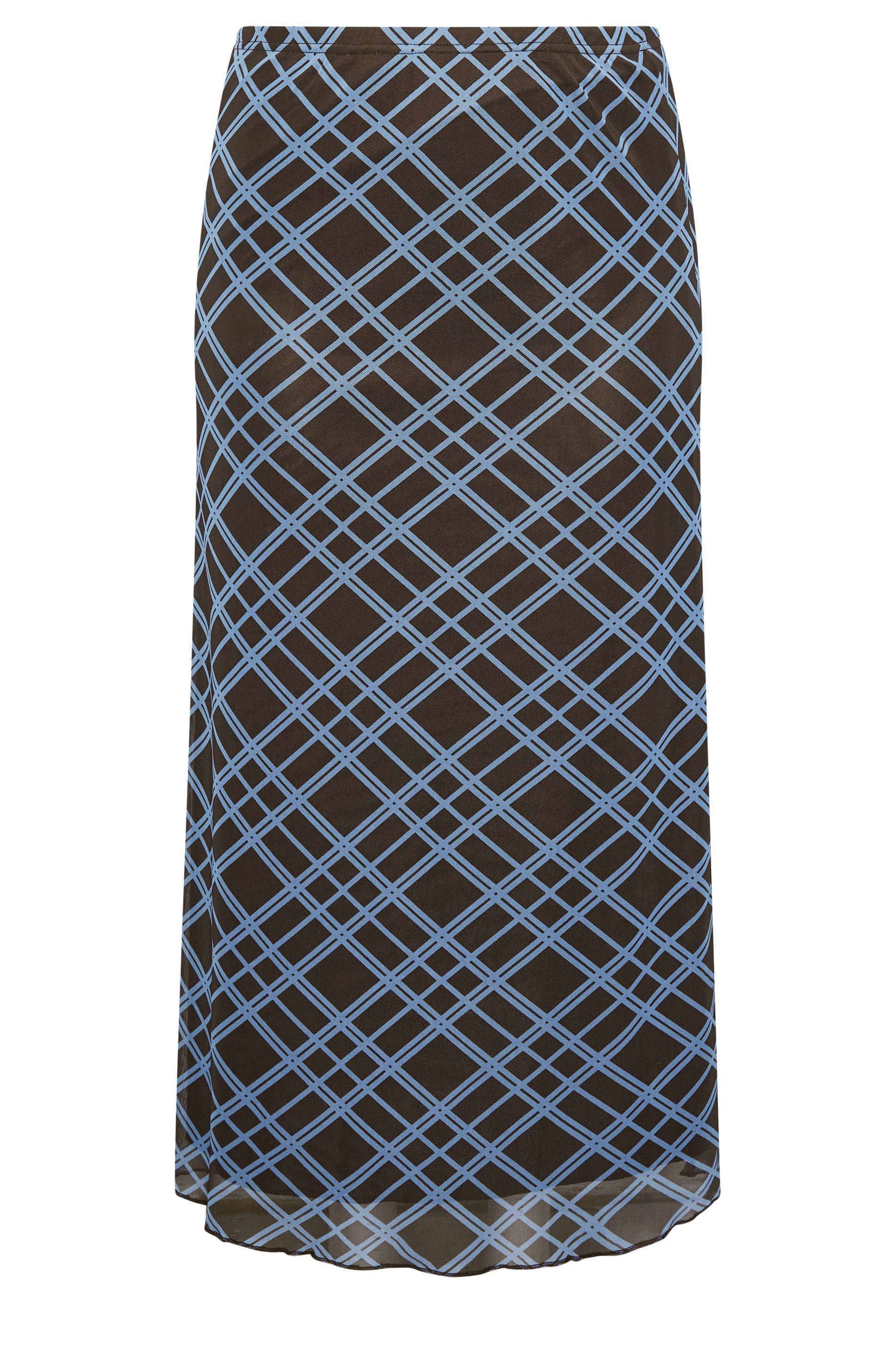YOURS LONDON Plus Size Brown & Blue Check Maxi Skirt | Yours Clothing 6