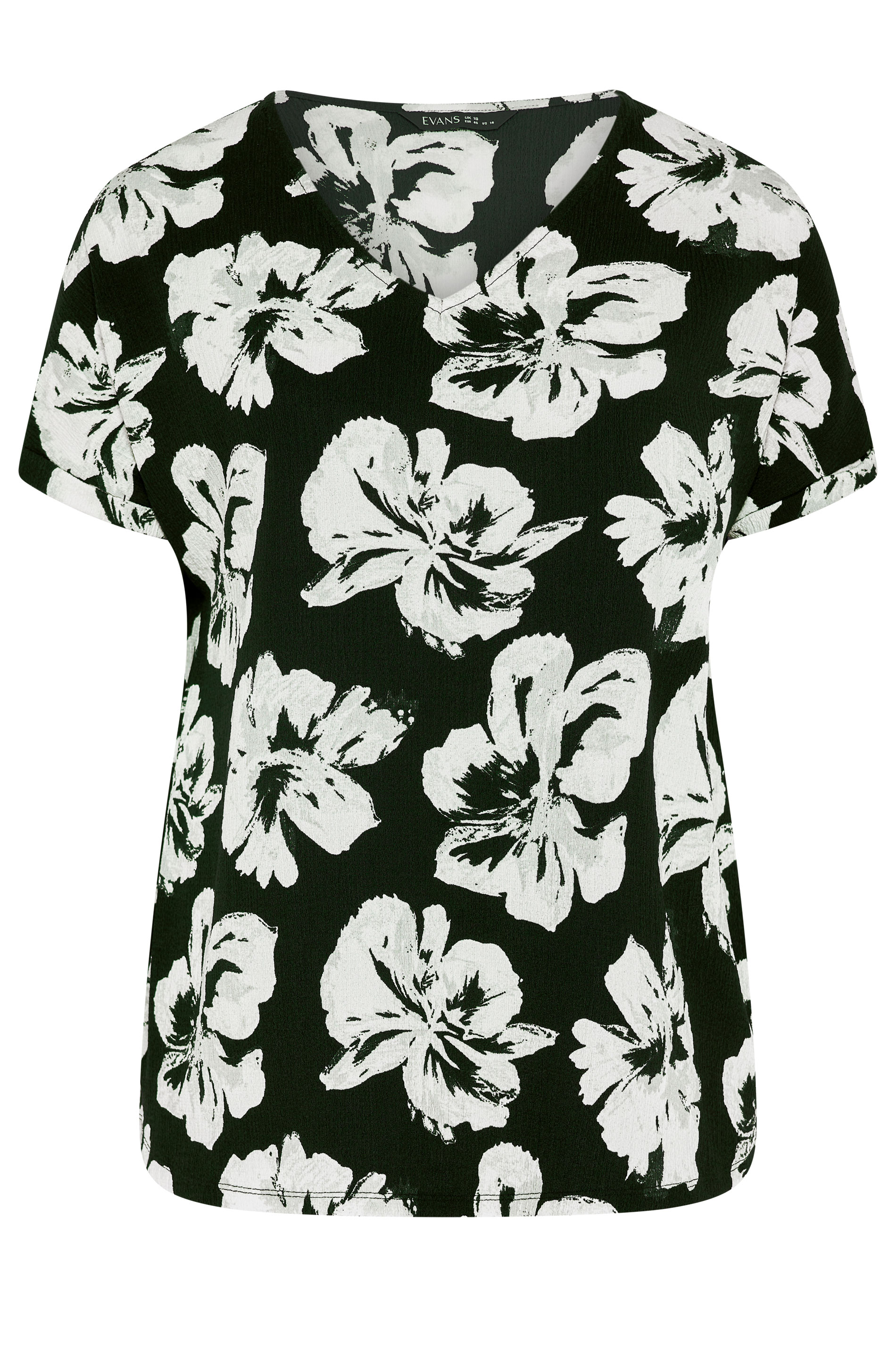 EVANS Plus Size Black Floral V-Neck Top | Evans 5