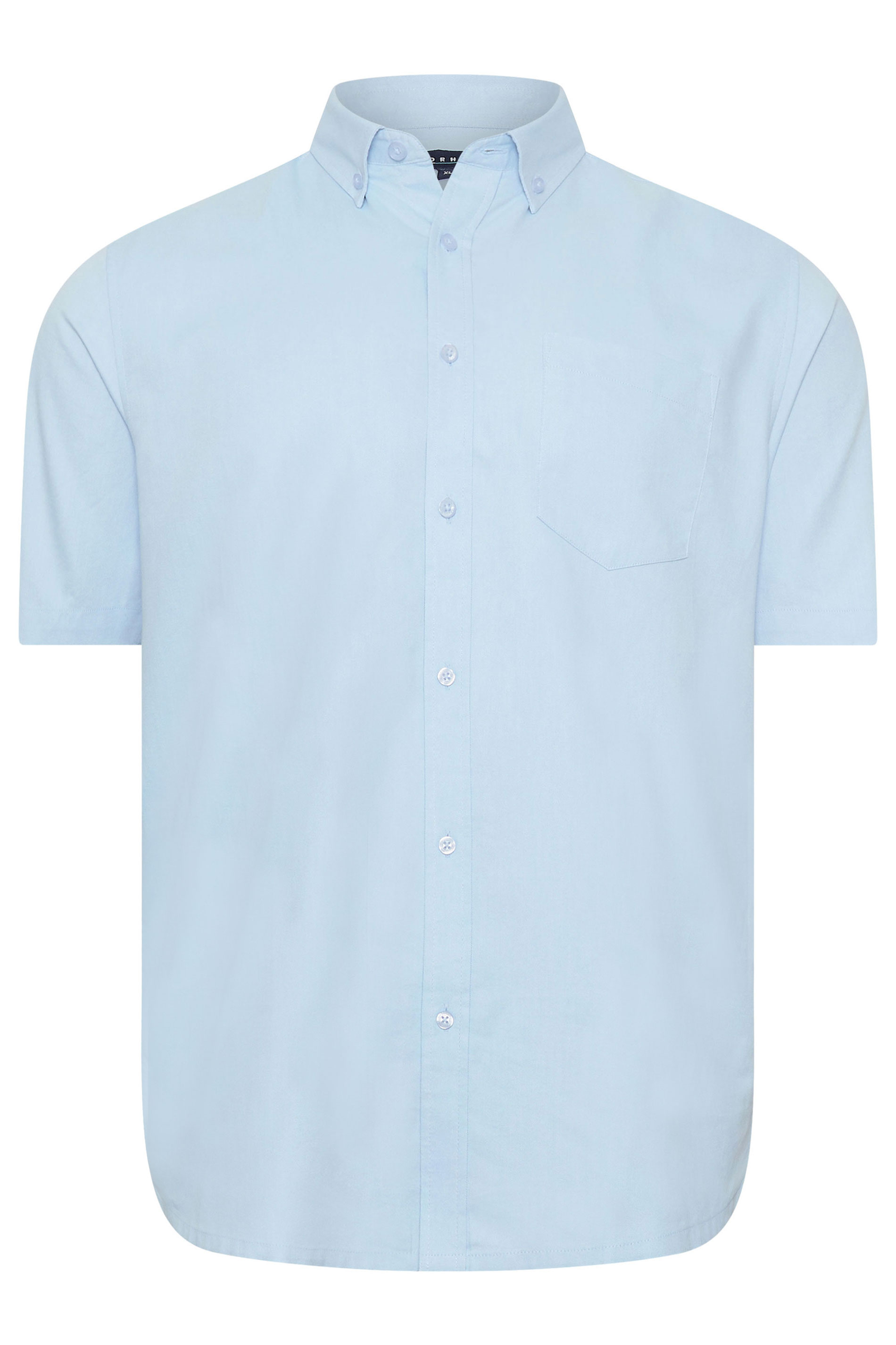 BadRhino Big & Tall Premium Light Blue Short Sleeve Oxford Cotton Shirt | BadRhino 2