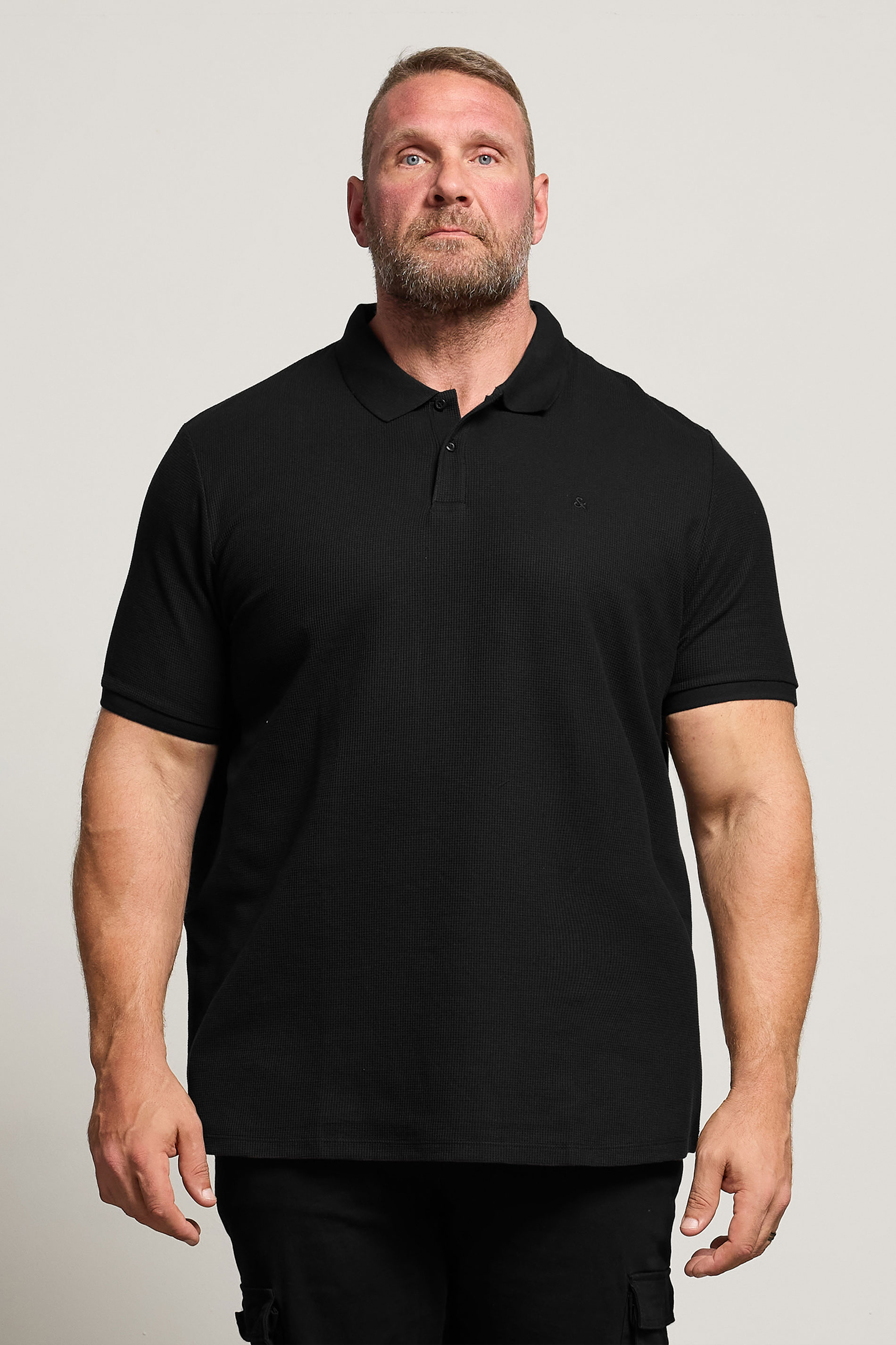 JACK & JONES Big & Tall Black Austin Polo Shirt | BadRhino 3
